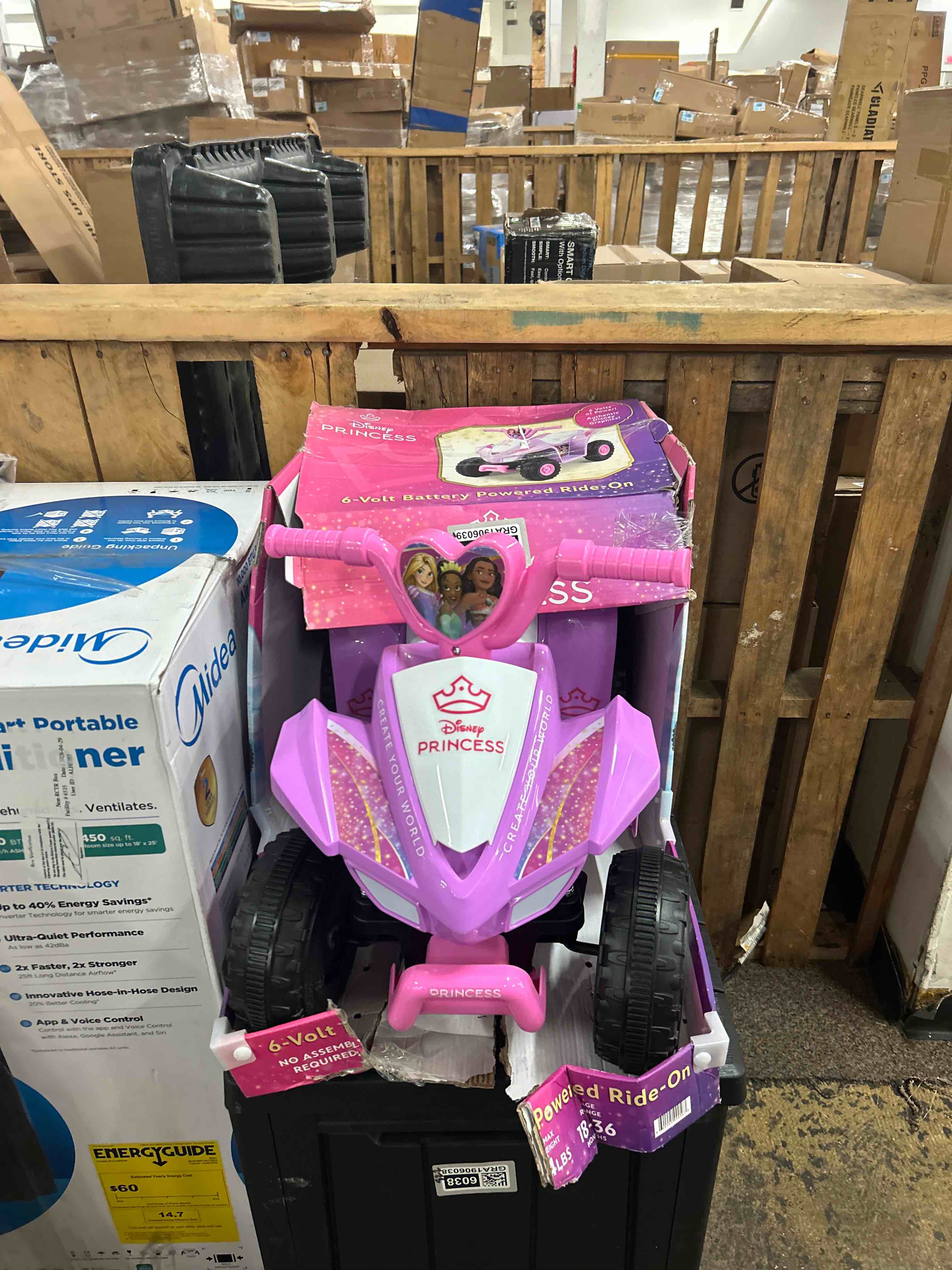 Condition photo showing New/Like New for disney princess atv 6v battery powered ride on ages 18m to 36m