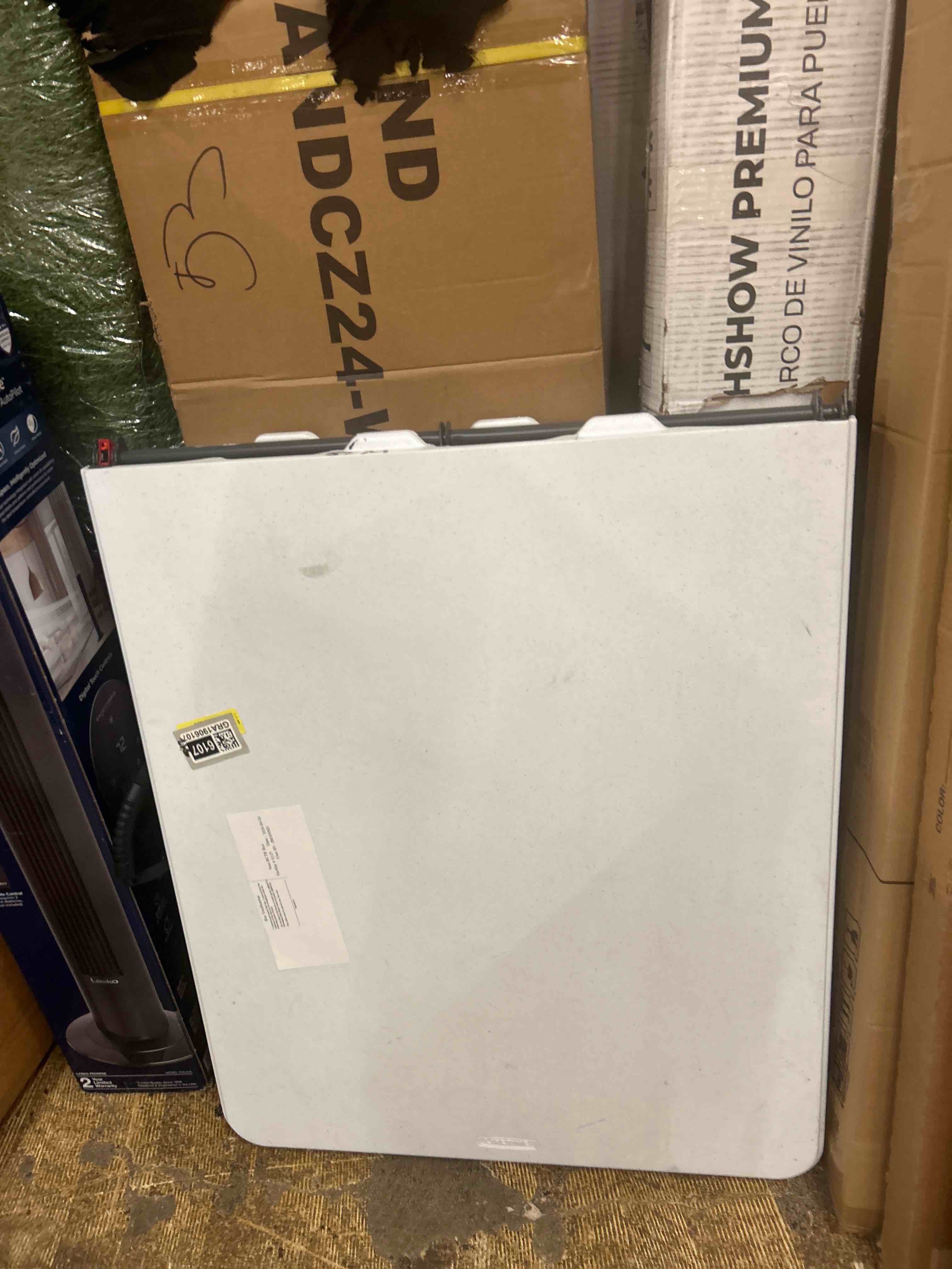 Condition photo showing New/Like New for lifetime 6-foot fold in half table, light commercial, white granite