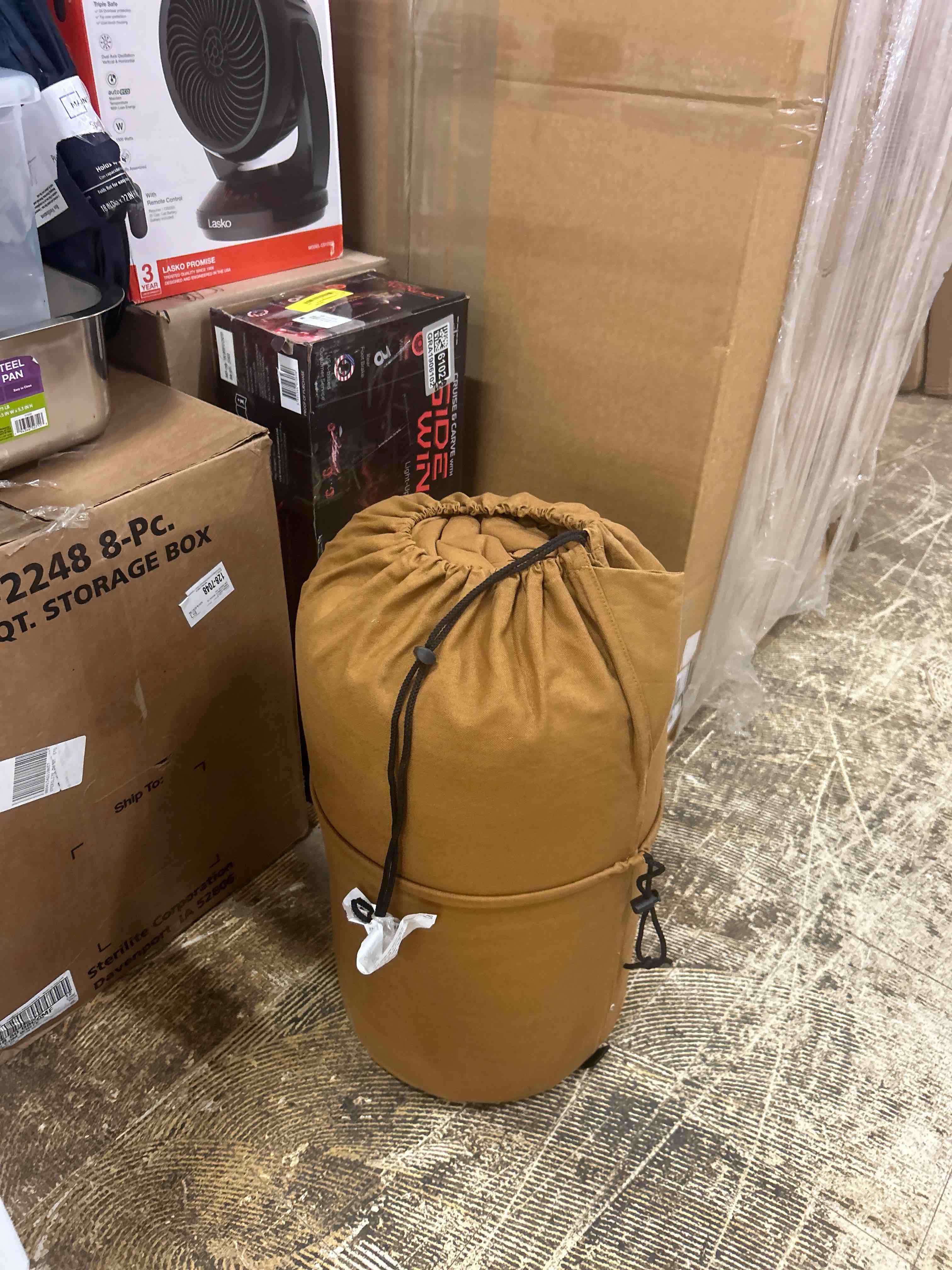 Condition photo showing New/Like New for ozark trail 15 degree cold weather rectangle canvas sleeping bag, 84''x36'', tan