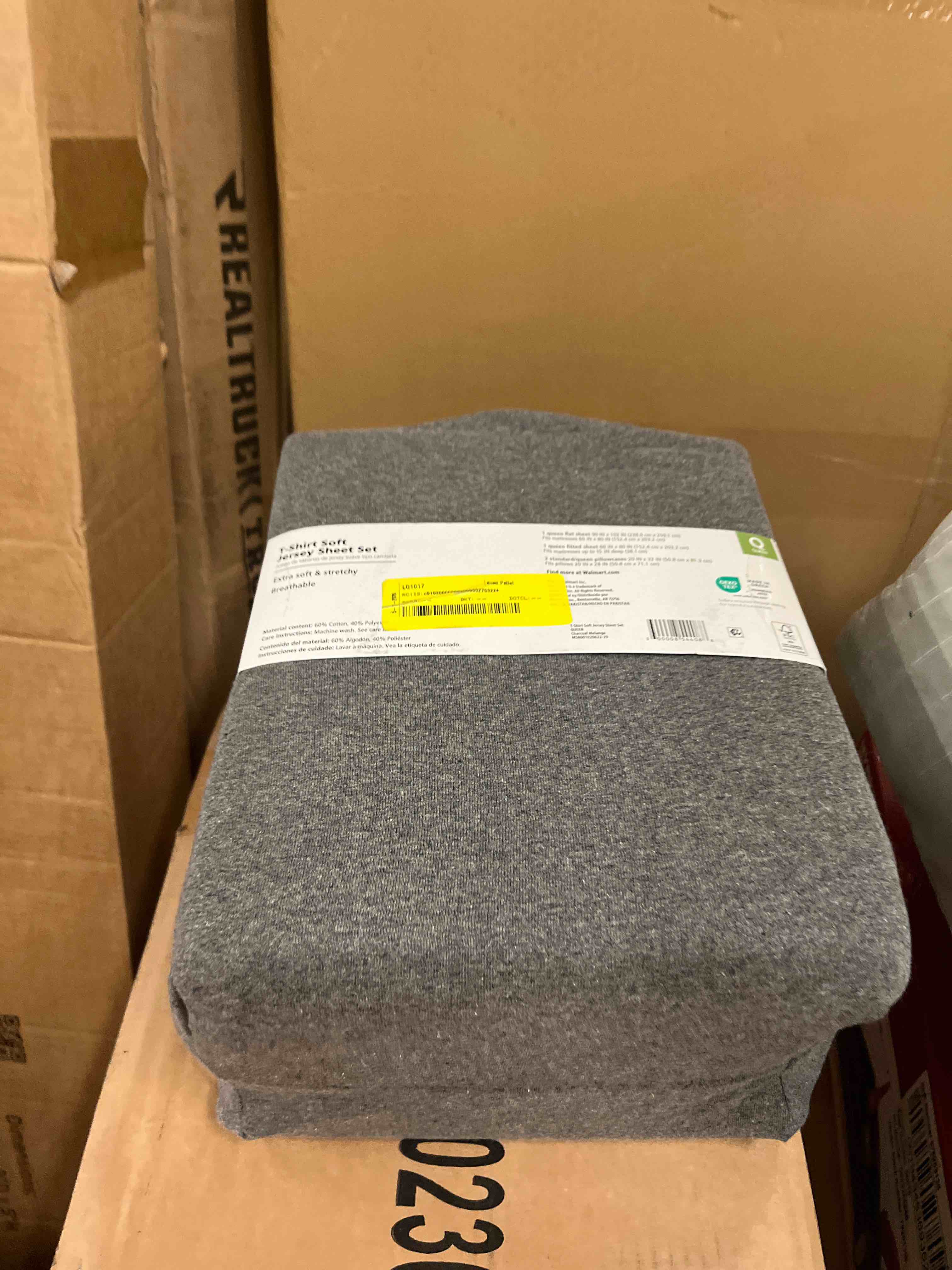 Condition photo showing New/Like New for mainstays extra soft jersey bed sheet set queen charcoal 4 pieces