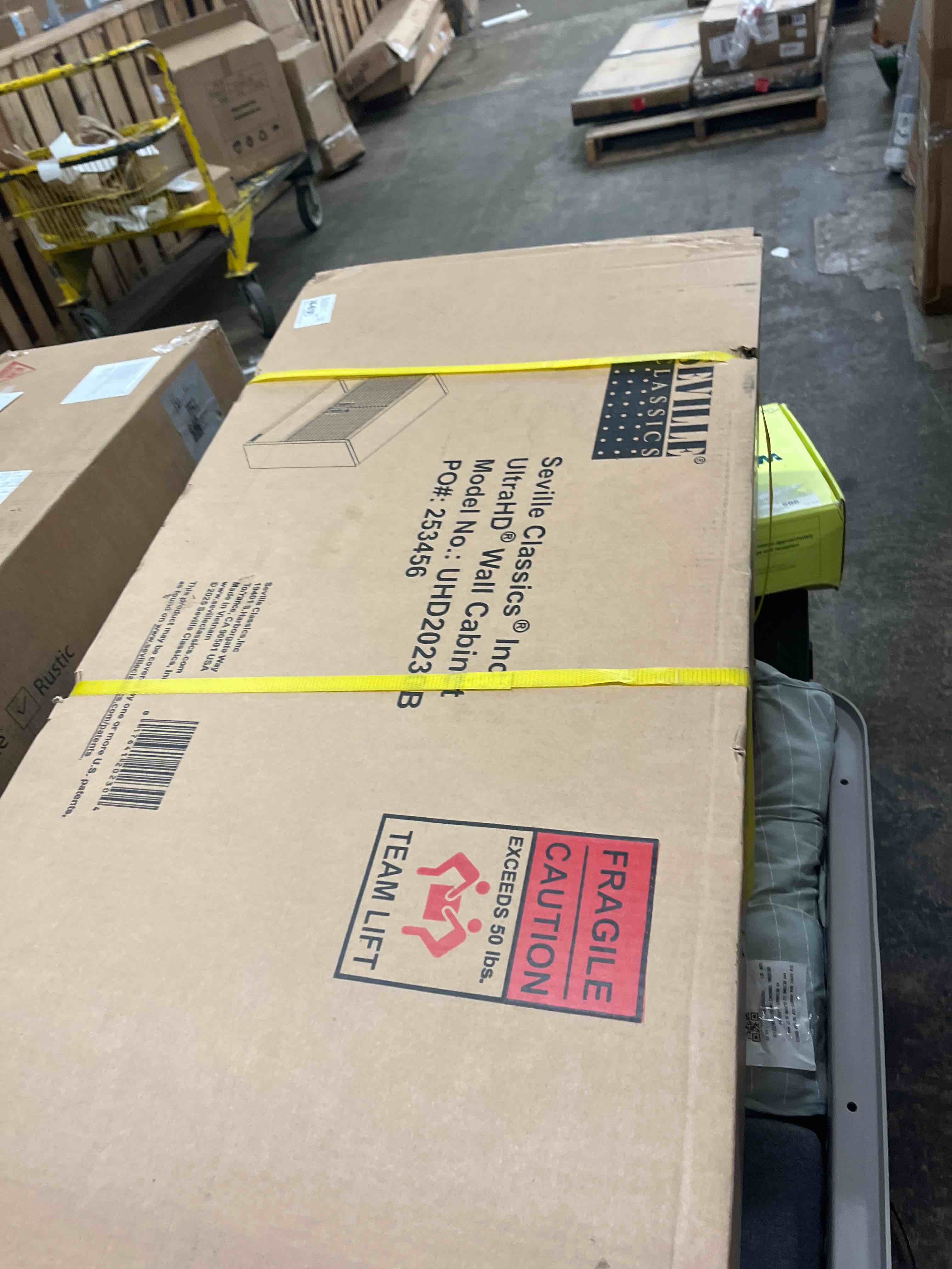 Condition photo showing New/Like New for seville classics ultrahd® double door lockable wall cabinet with open shelf 36 w x 12 d x 30 h inches granite