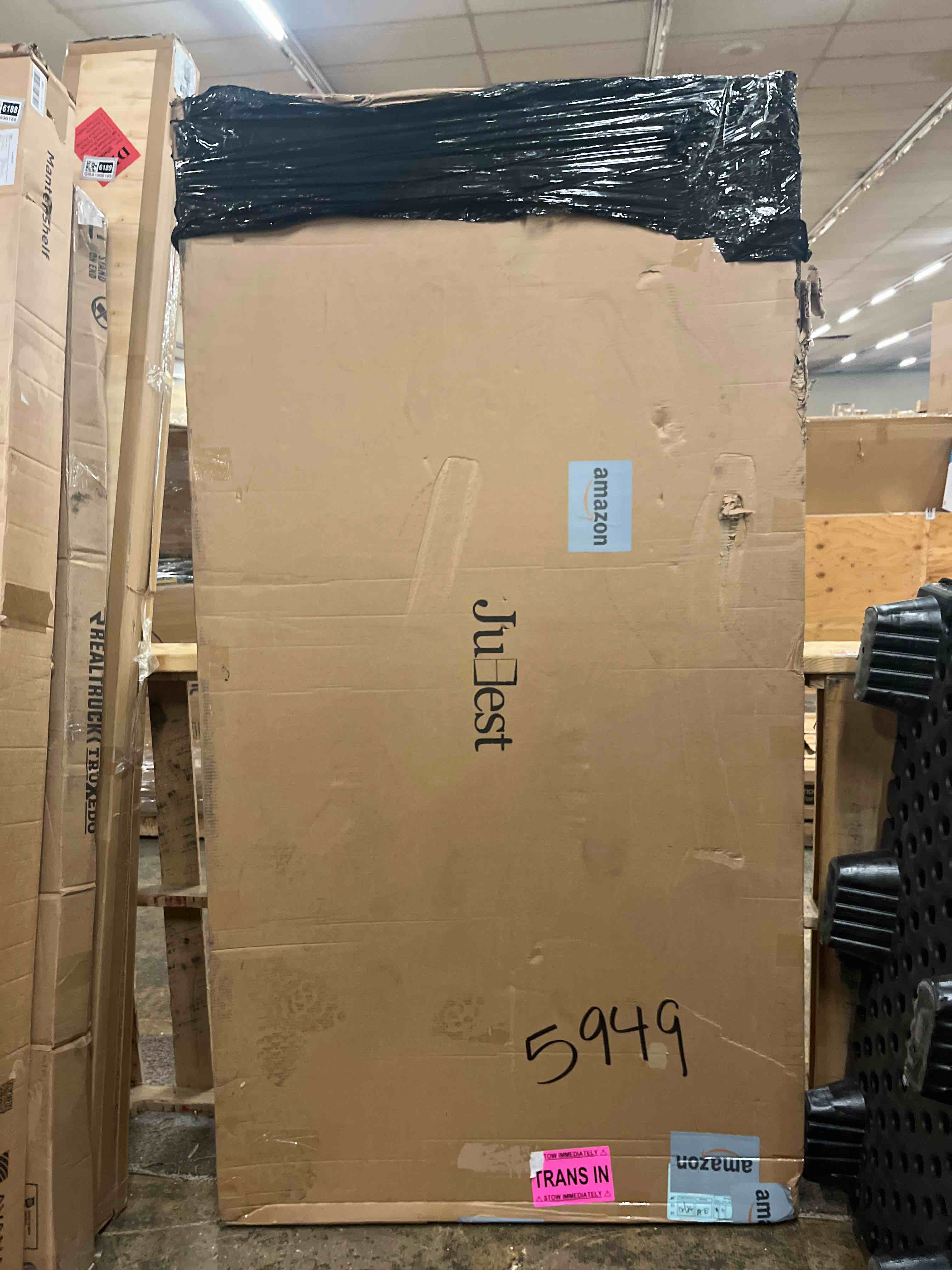 Condition photo showing New/Like New for jubest sliding closet door 72"(double 37") x80", 1-panel steel frame bypass primed door with top & bottom track kits, preassembled hardboard panels with paintable surface, durable & sturdy