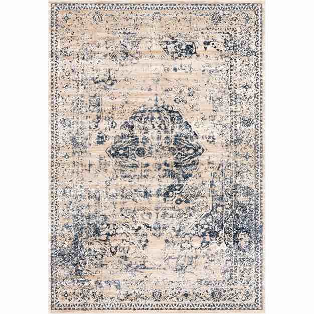unique loom chateau collection area rug - hoover (7' 1" x 10' rectangle dark blue/beige)