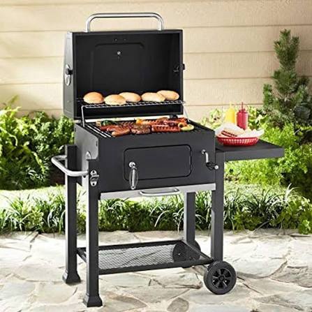 expert grill charcoal grill, 24 inch heavy duty charcoal grill with wheels, black