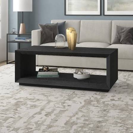 henn&hart 48" wide rectangular coffee table in black, for home, living room, bedroom, entertainment room, office