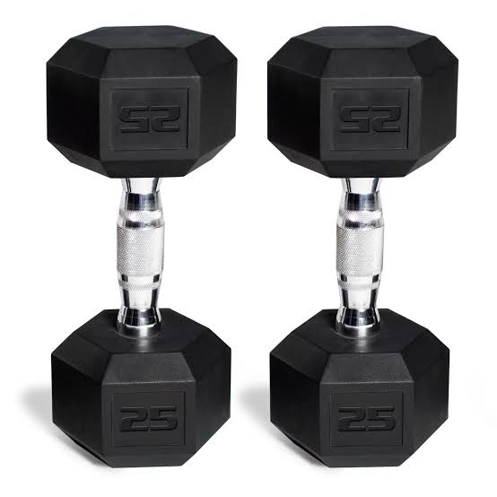 cap barbell 25lb rubber hex dumbbell single (pair of 2)
