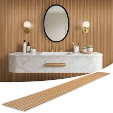 LARWORKS WPC Slat Wall Panels 8 Pack 96" x 8.2", Waterproof Fluted Wall Paneling, Accent 3D Wall Panel for Wall Decor, Bathroom, Bedroom, Office - Widen Low Grille Elm (Cover Approx.44 sq.ft)