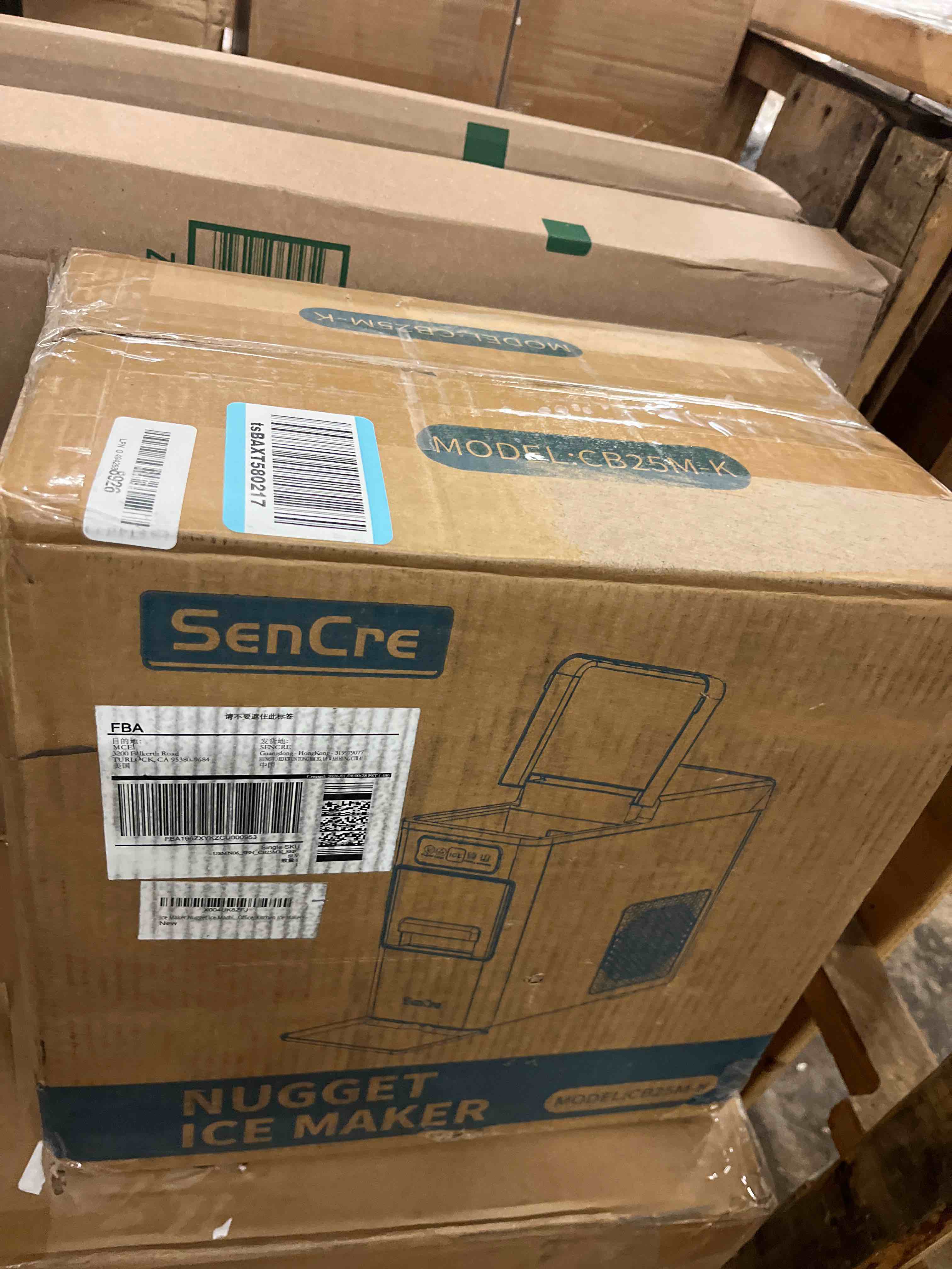 Condition photo showing New/Like New for nugget ice maker 40lbs/day, countertop ice maker soft chewable ice, ice makers one-click & self-cleaning, crushed pellet ice machine with scoop&basket for home/kitchen/office, stainless silver
