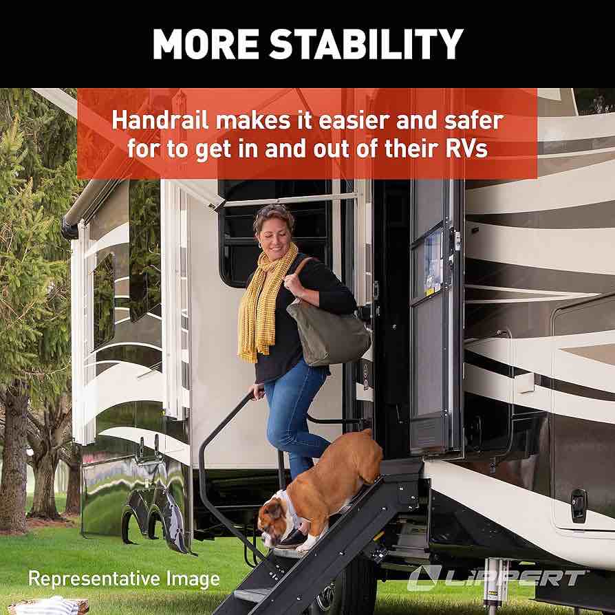 Condition photo showing Good Condition for koxuyim 5th wheel rv step handrail, entry assist handrail, accommodates door widths up to 36", compatible with any generation 3 triple or quad solid step 799640, black