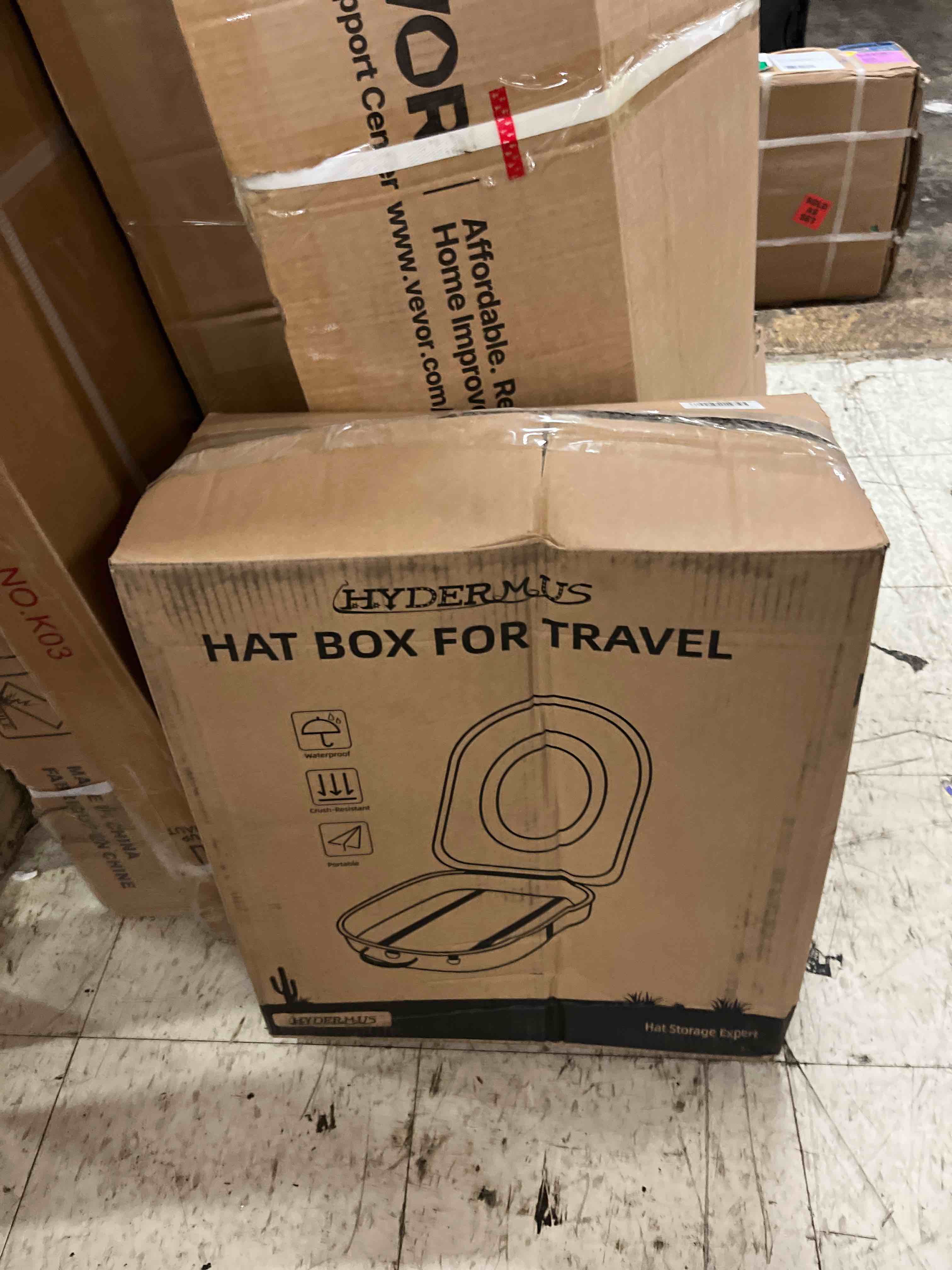 Condition photo showing New/Like New for hat case for cowboy travel extra large, waterproof hard box can storage for fedora panama tweed cap holder organizer carrier with adjustable carry strap, men's western gifts, large red interior