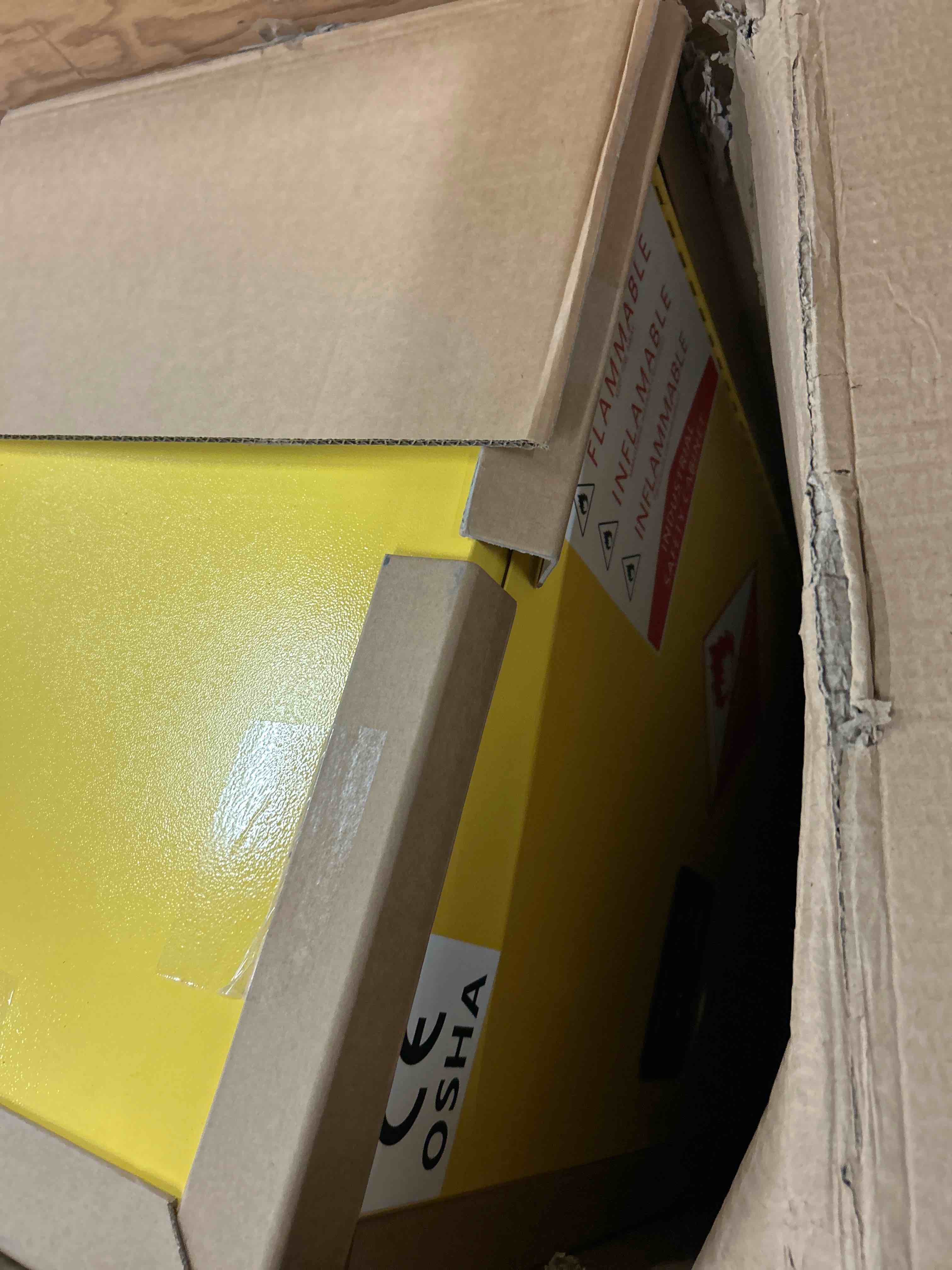 Condition photo showing New/Like New for 20 gallon flammable storage cabinet, 24" x 19" x 19" fire cabinet with esd grounding cable, stainless steel adjustable shelf flammable safety cabinet for chemical storage (24" x 19" x 19")