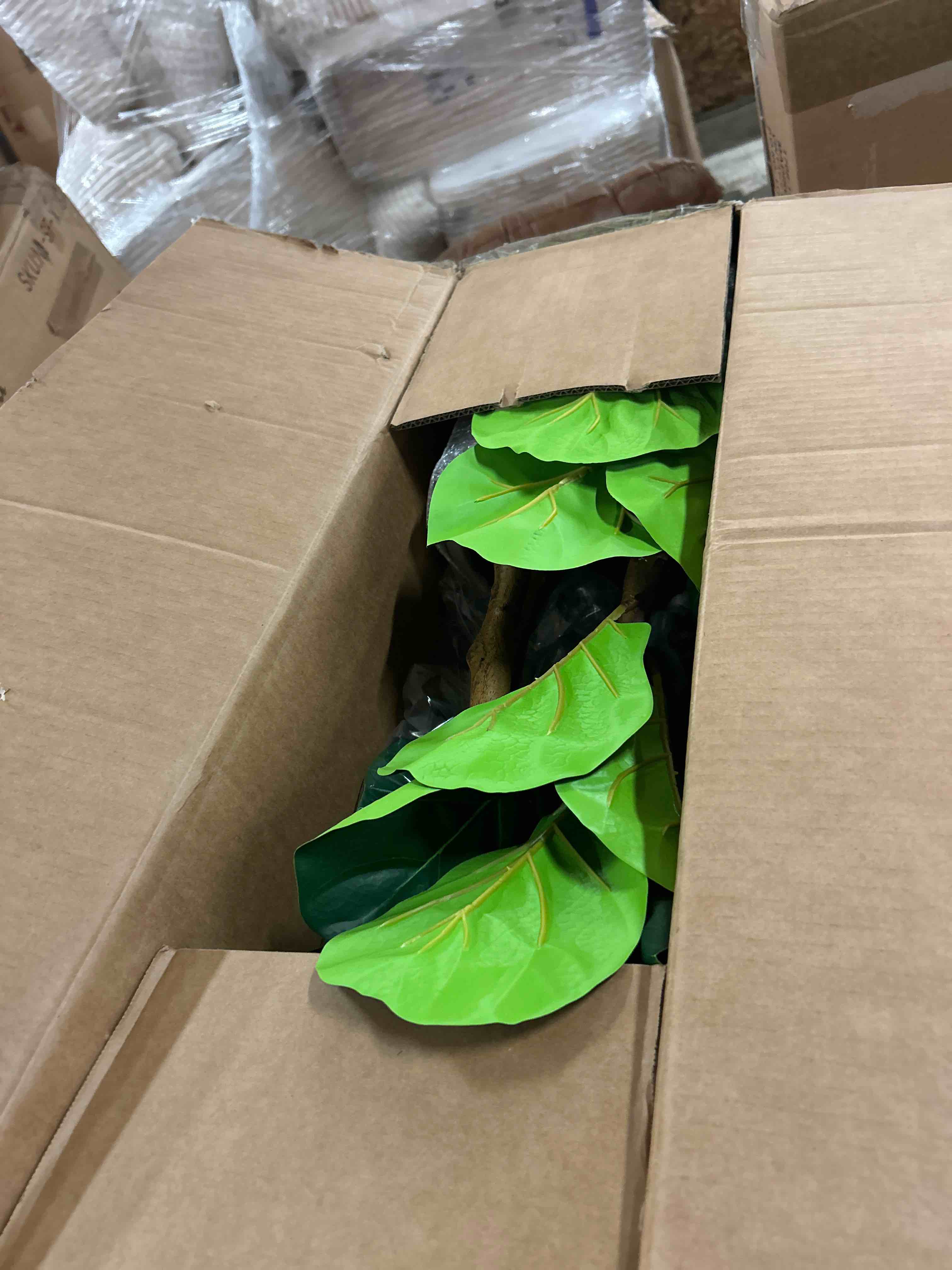Condition photo showing New/Like New for artificial fiddle leaf fig tree in modern white planter, 5ft large fake tree with 3 sturdy trunks, fake plants faux fig tree with moss, lifelike tall artificial plants indoor for office home decor