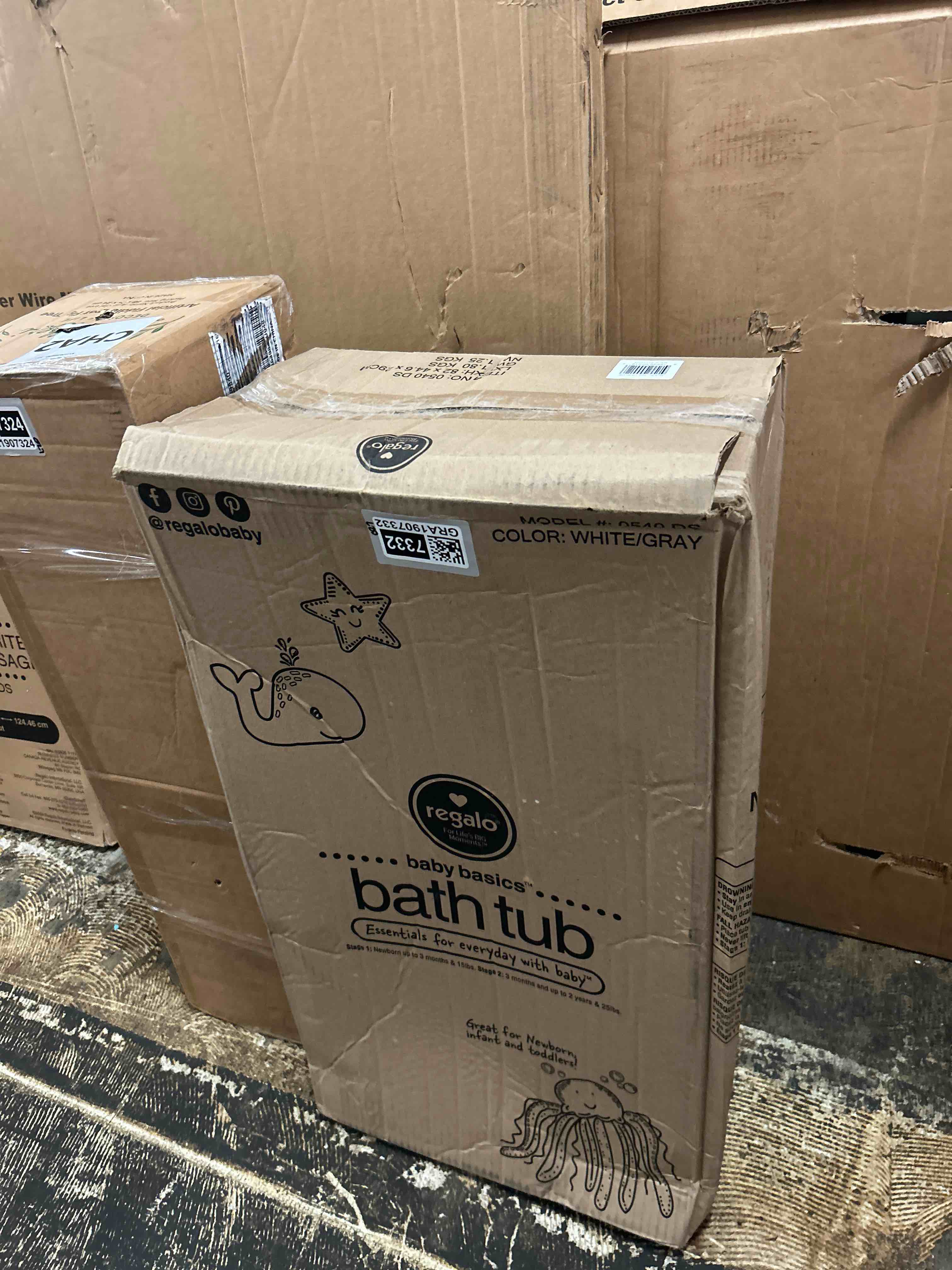 Condition photo showing New/Like New for regalo baby basics infant bath tub, includes air mesh sling, adjustable as your baby grows, drying hook for easy clean