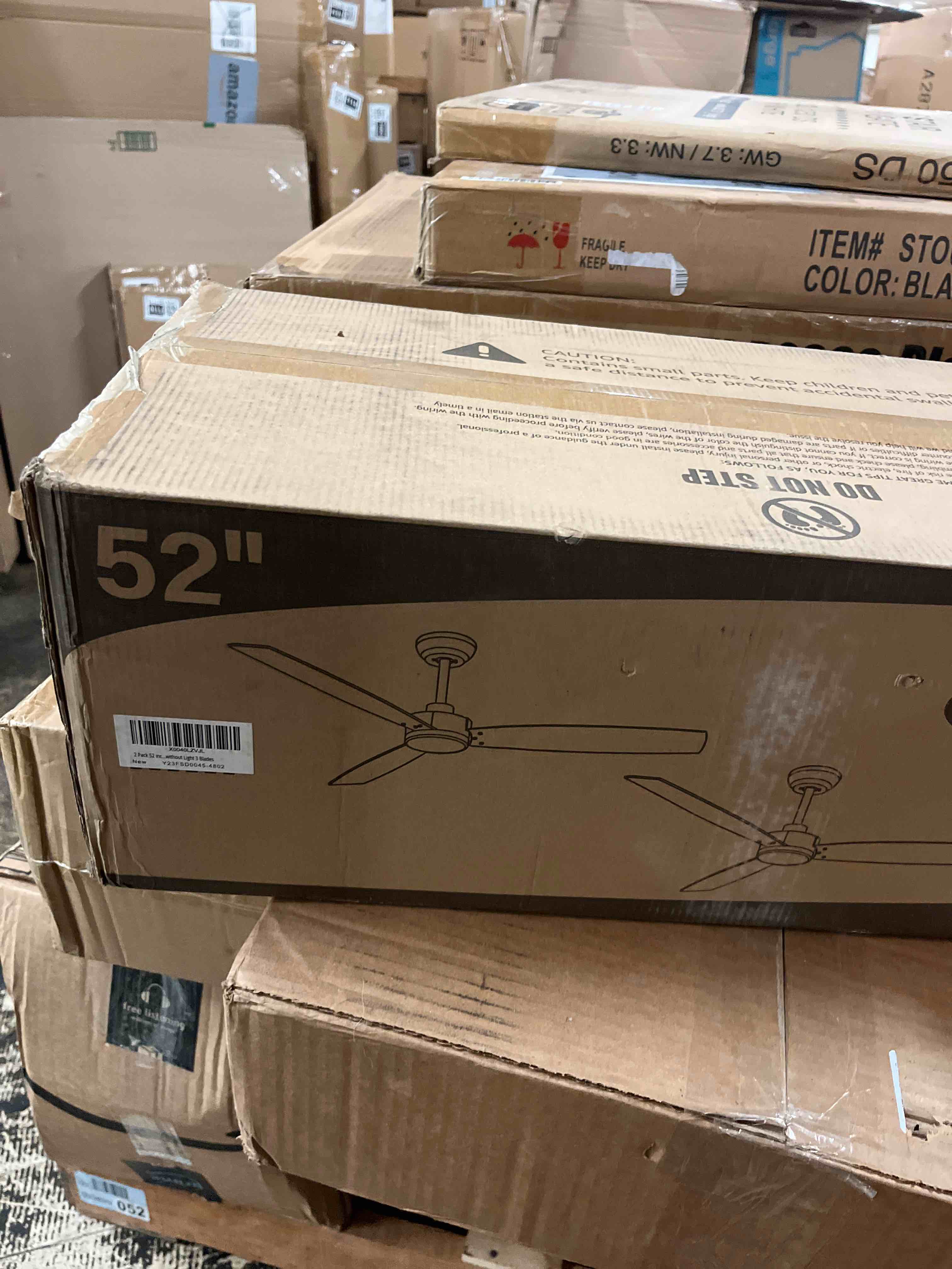 Condition photo showing New/Like New for zmishibo 2 pack 52 inch outdoor ceiling fans with remote, gold ceiling fan no light with quiet reversible dc motor, 6 speeds, 3 blade modern ceiling fans for patio living room bedroom indoor