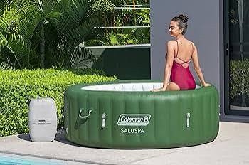 coleman palm springs energysense airjet inflatable hot tub spa (77" x 28") | portable hot tub with 2 covers (1 energy-efficient thermal cover and 1 standard cover) | fits up to 4-6 persons | green