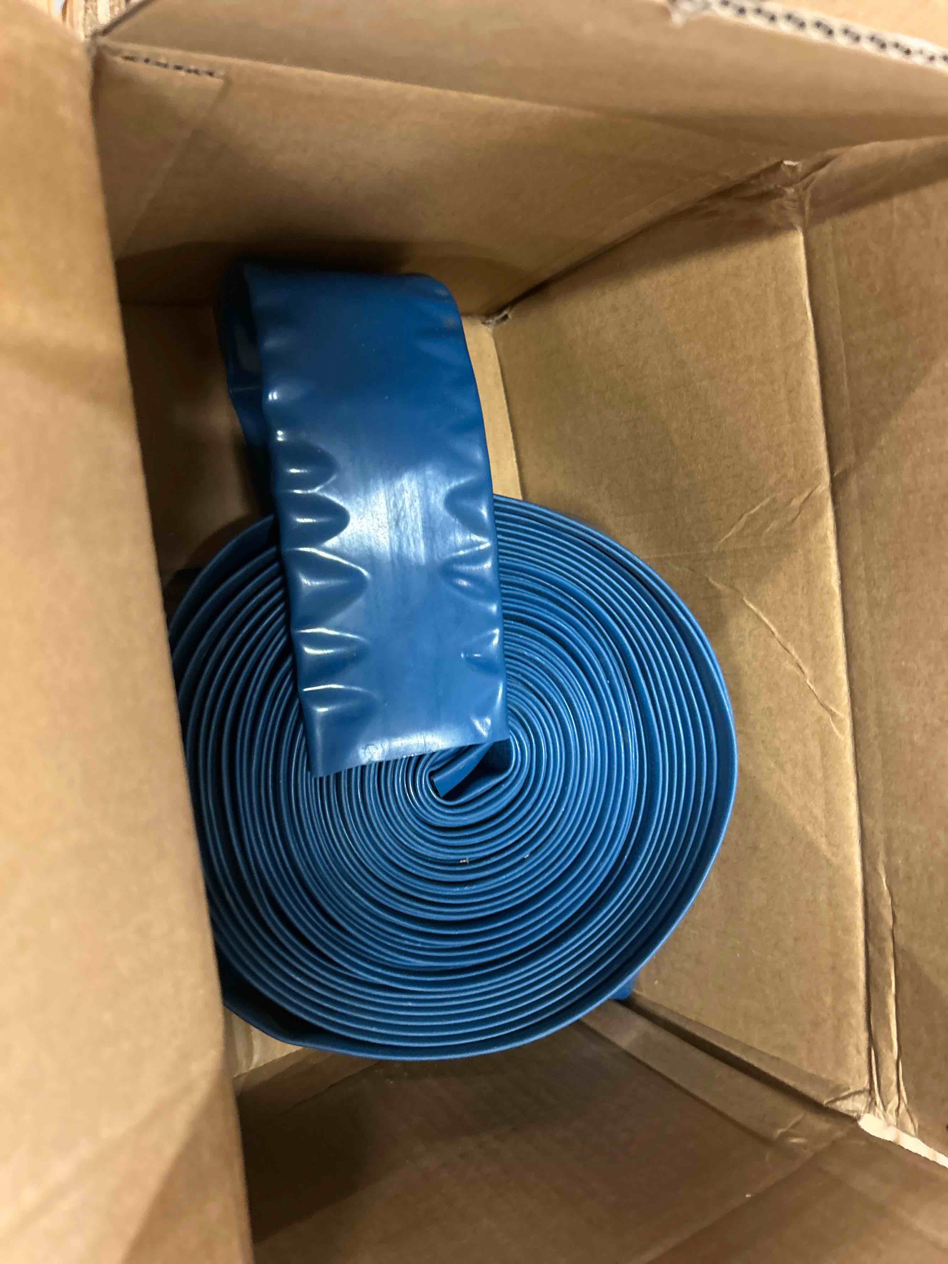 Condition photo showing New/Like New for yashine pvc drain hose 2" x 100ft, pool backwash hose, heavy duty reinforced blue pvc lay flat water, for swimming drain pools and clean filters, with 2 clamp