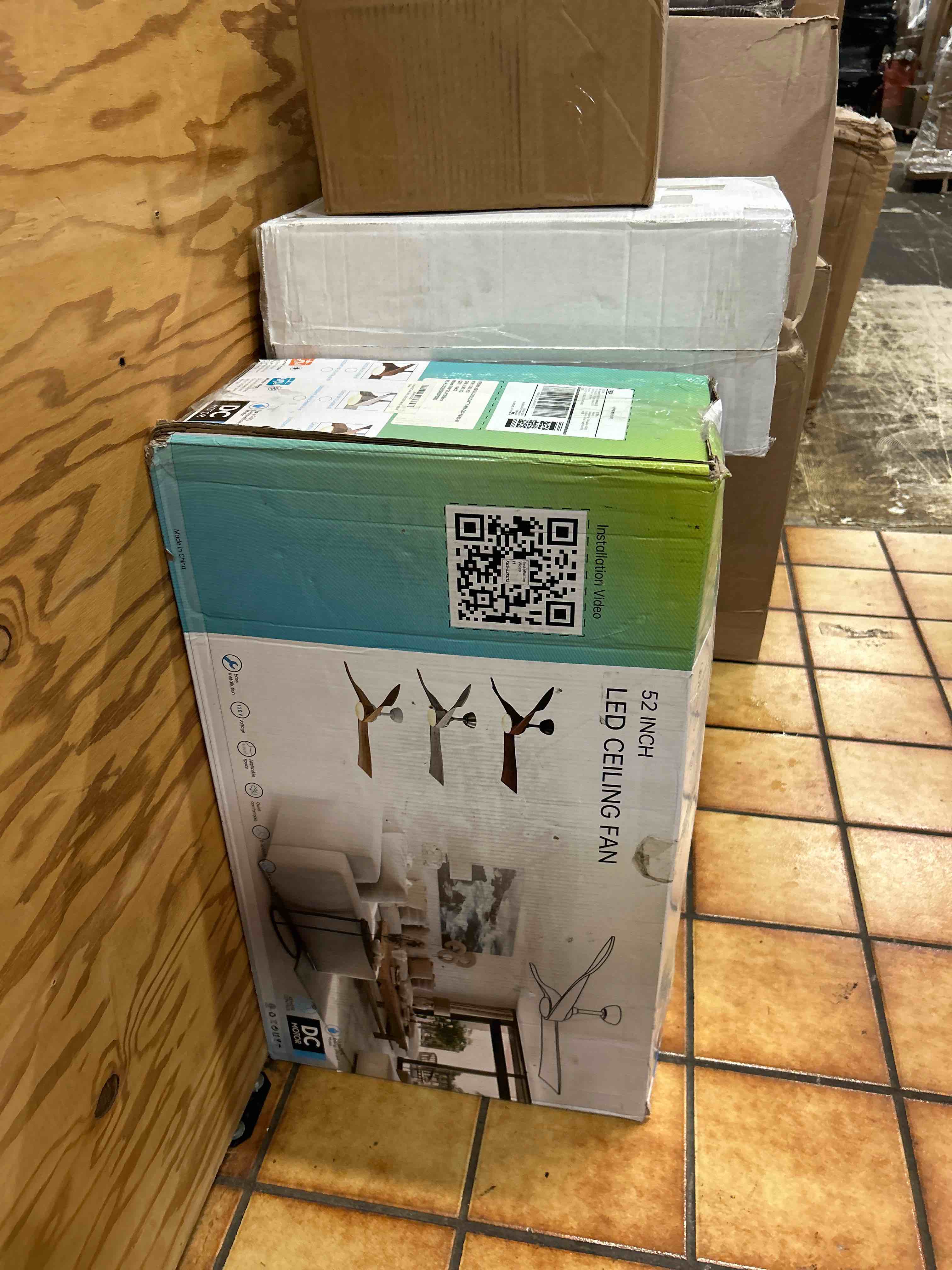 Condition photo showing New/Like New for sofucor 52 inch smart ceiling fans with light-modern solid wood outdoor 3 blades ceiling fan with light alexa/google/app/remote control for bedroom living room farmhouse, quiet dc motor, natural wood