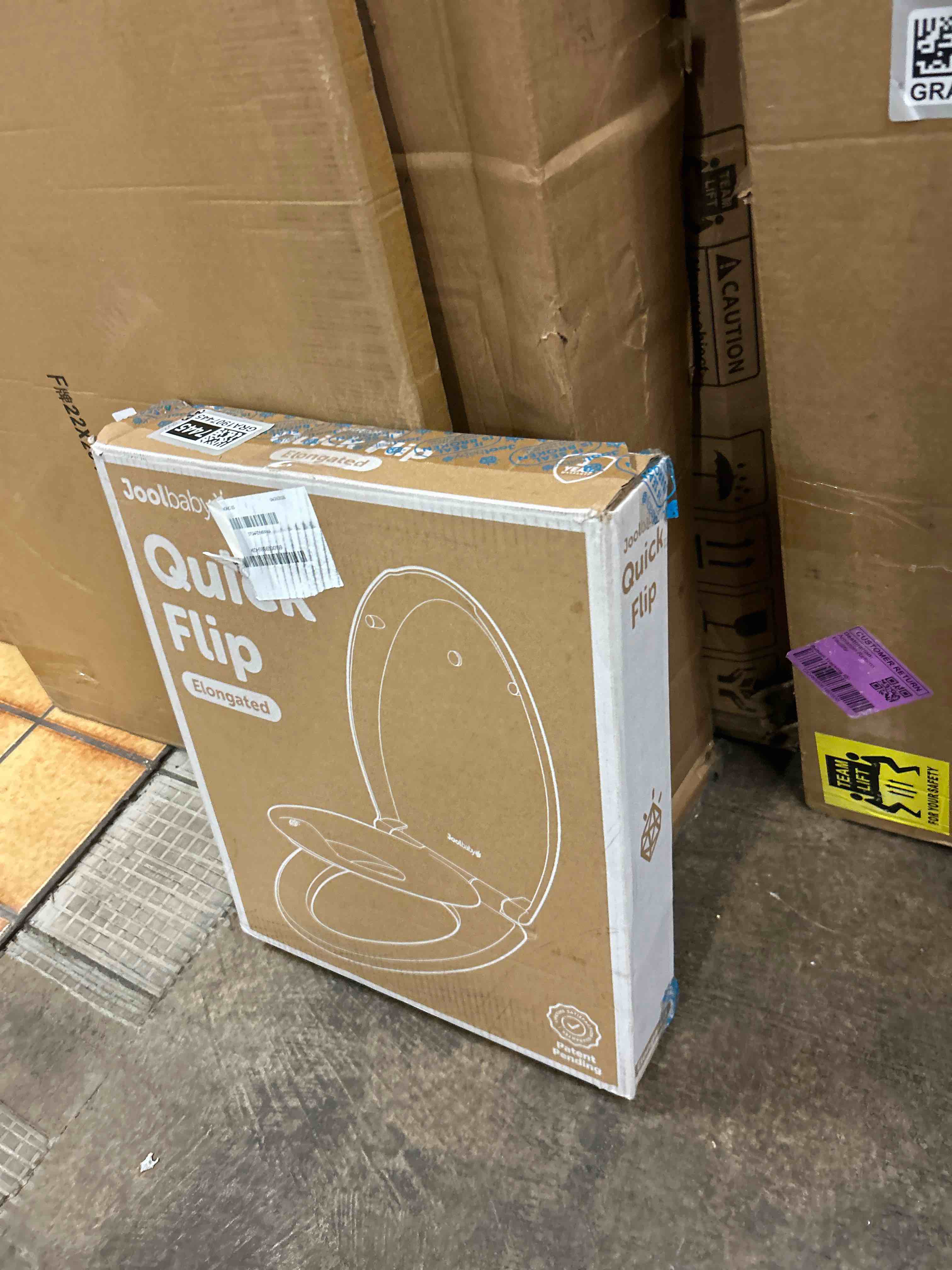 Condition photo showing New/Like New for quick flip elongated toilet seat with built-in potty & splash guard for toddler training, slow close - jool baby