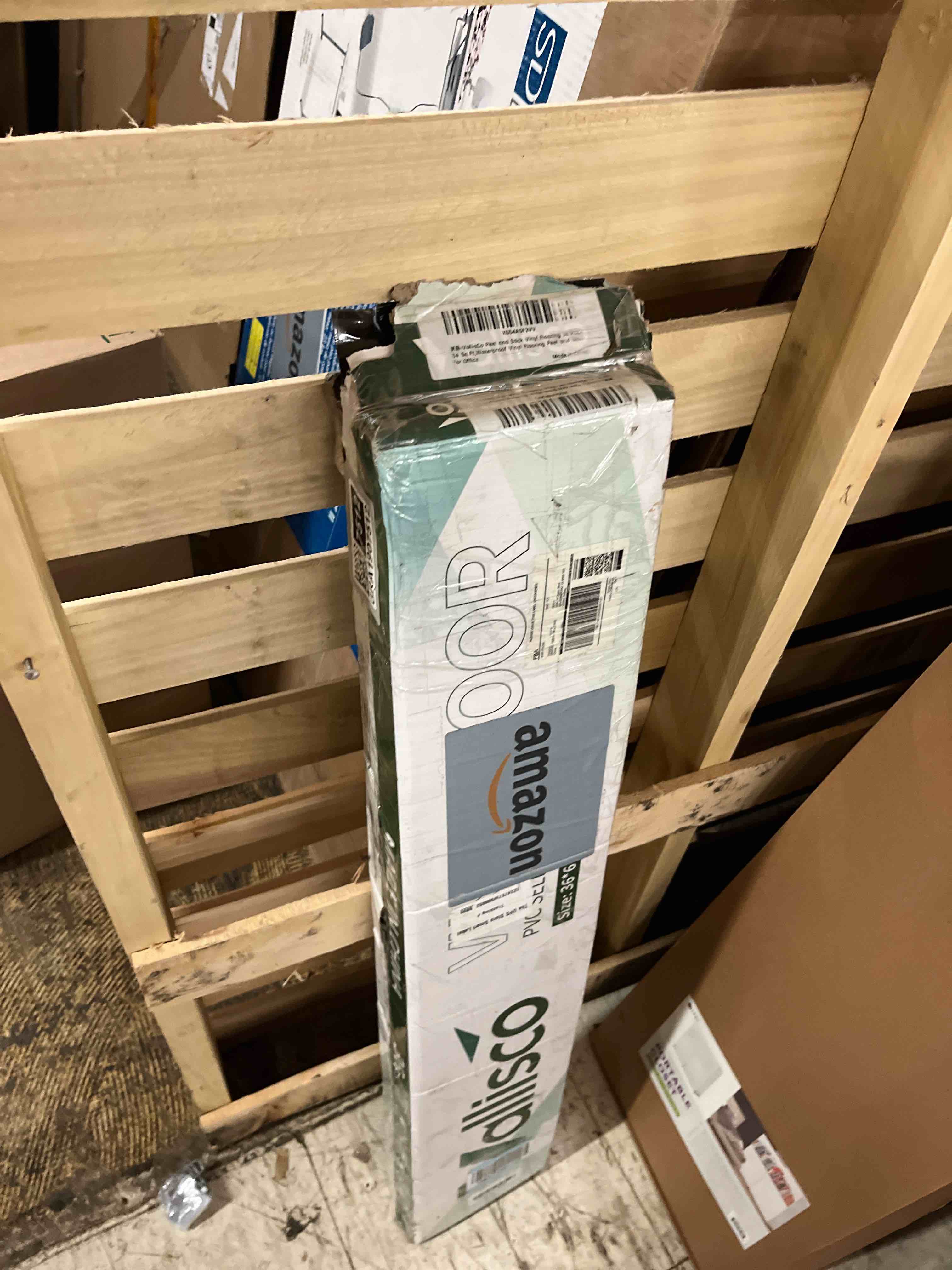 Condition photo showing New/Like New for vallisco peel and stick vinyl flooring 36 pack 54 sq.ft, waterproof vinyl flooring peel and stick for office, living room, bathroom, kitchen - unique design, easy to install floor, brown