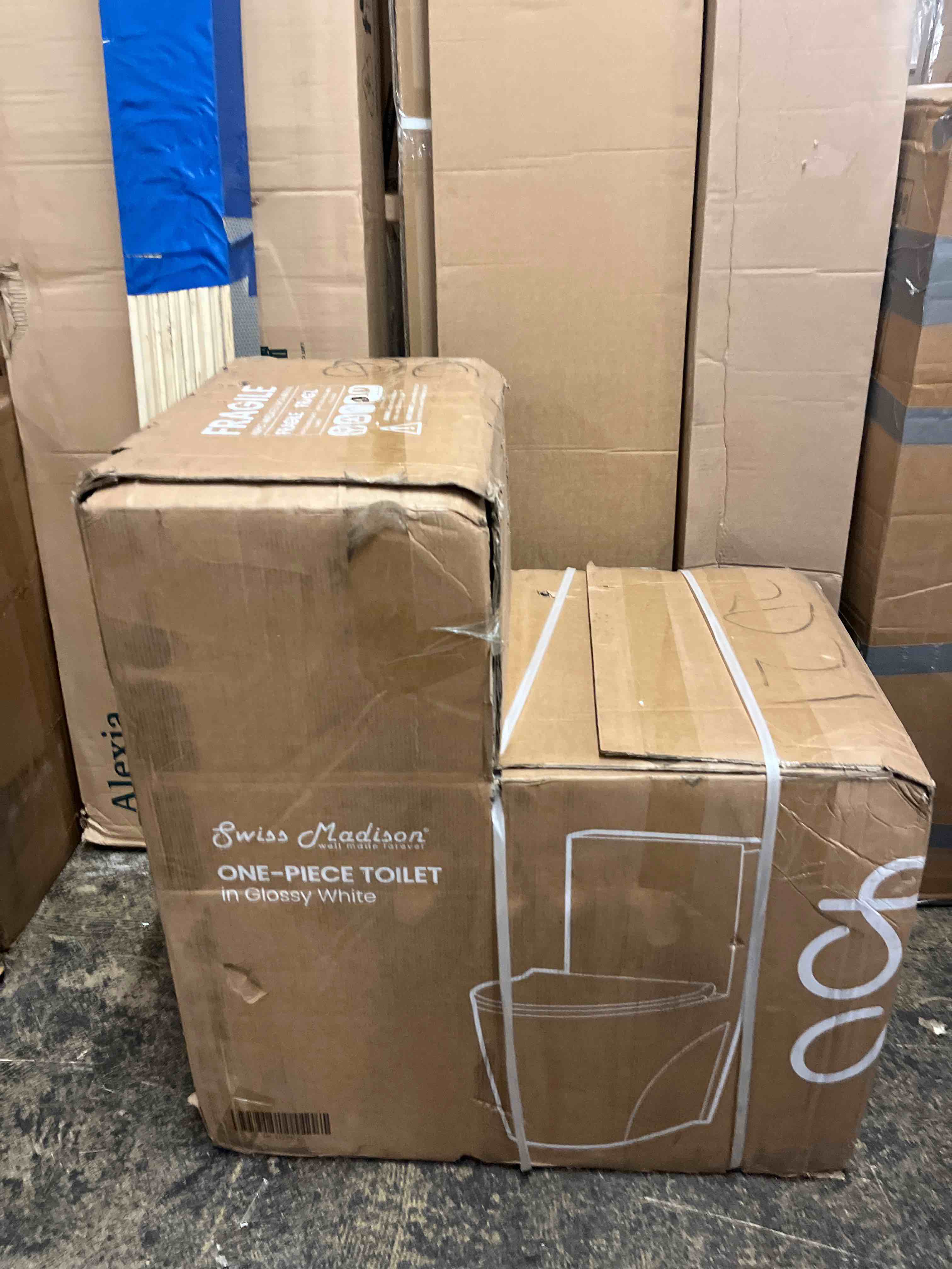 Condition photo showing New/Like New for swiss madison well made forever sm-1t254 st. tropez one piece toilet, 26.6 x 15 x 31 inches, glossy white & alpha bidet jx elongated bidet toilet seat, white, endless warm water, rear and front wash