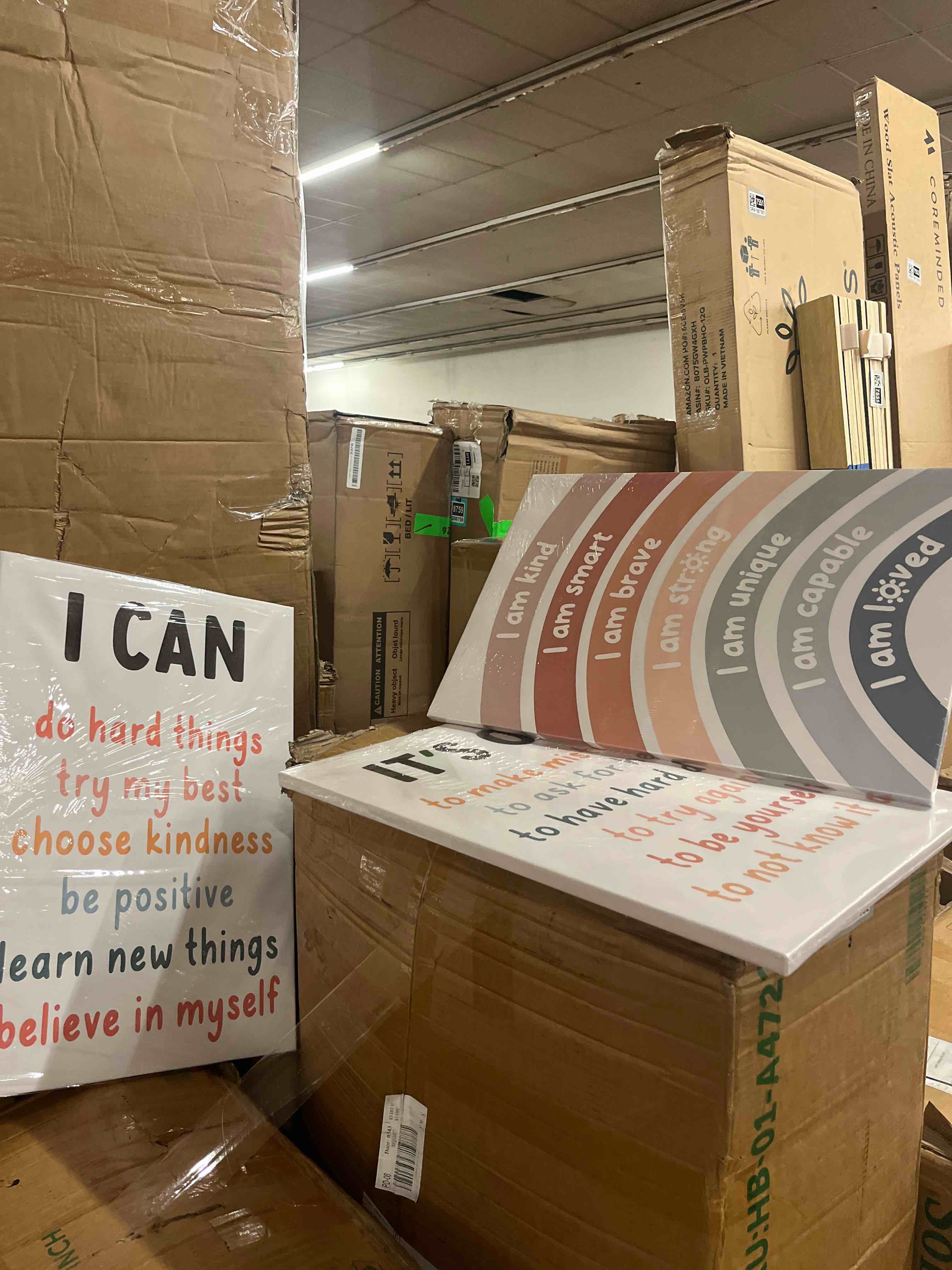 Condition photo showing New/Like New for rumsich 3-pcs children's motivational quotes canvas framed wall art: i am kind and brave wall decor artwork with positive affirmations poster print for baby room/toddler room decoration12 x 16 inch