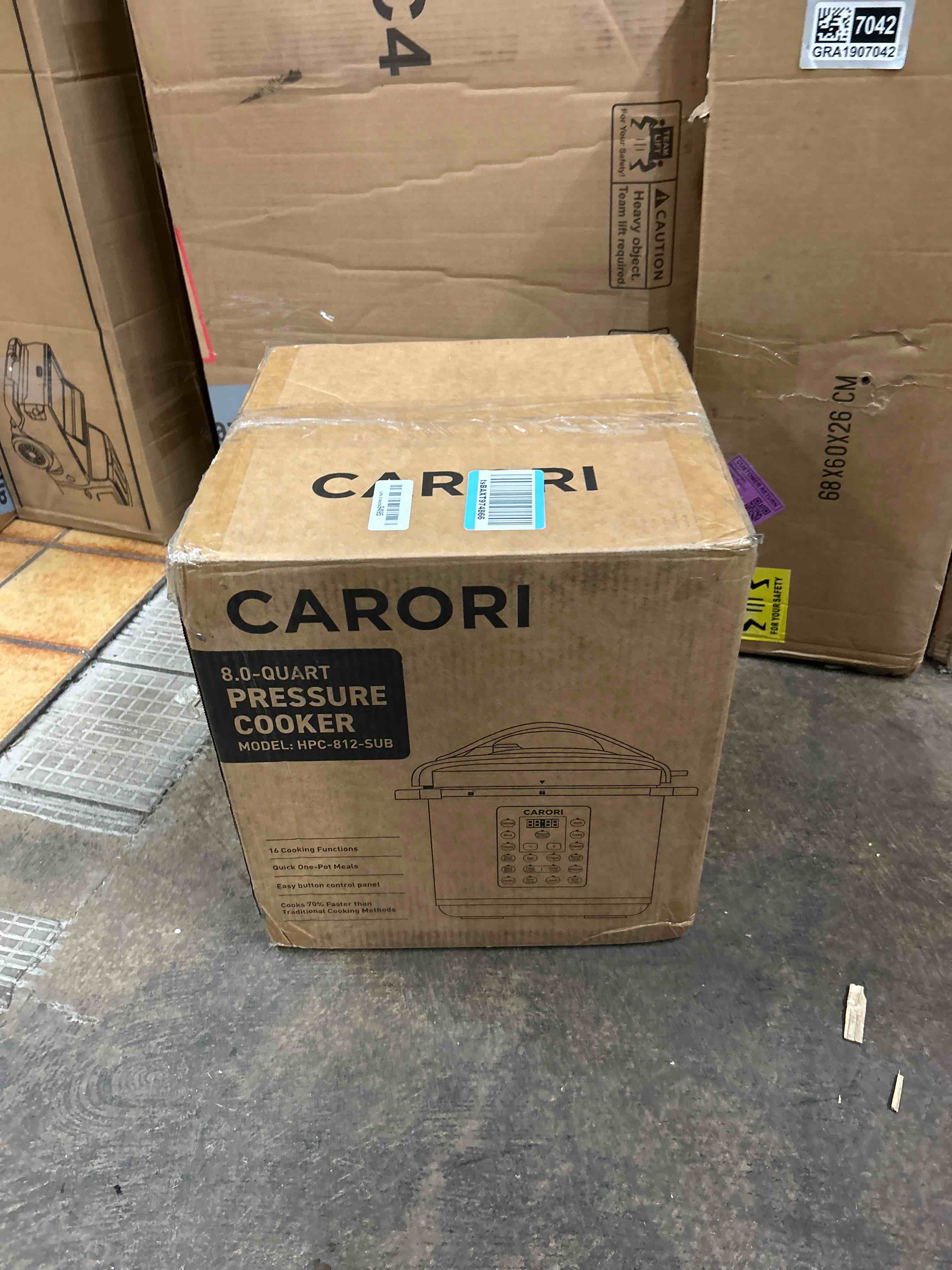 Condition photo showing New/Like New for carori 1200w 12-in-1 electric pressure cooker 8qt, stainless steel pressure cooker, slow cook rice cooker steamer sauté, yogurt maker, warmer & sterilizer with recipe, safer venting design, black
