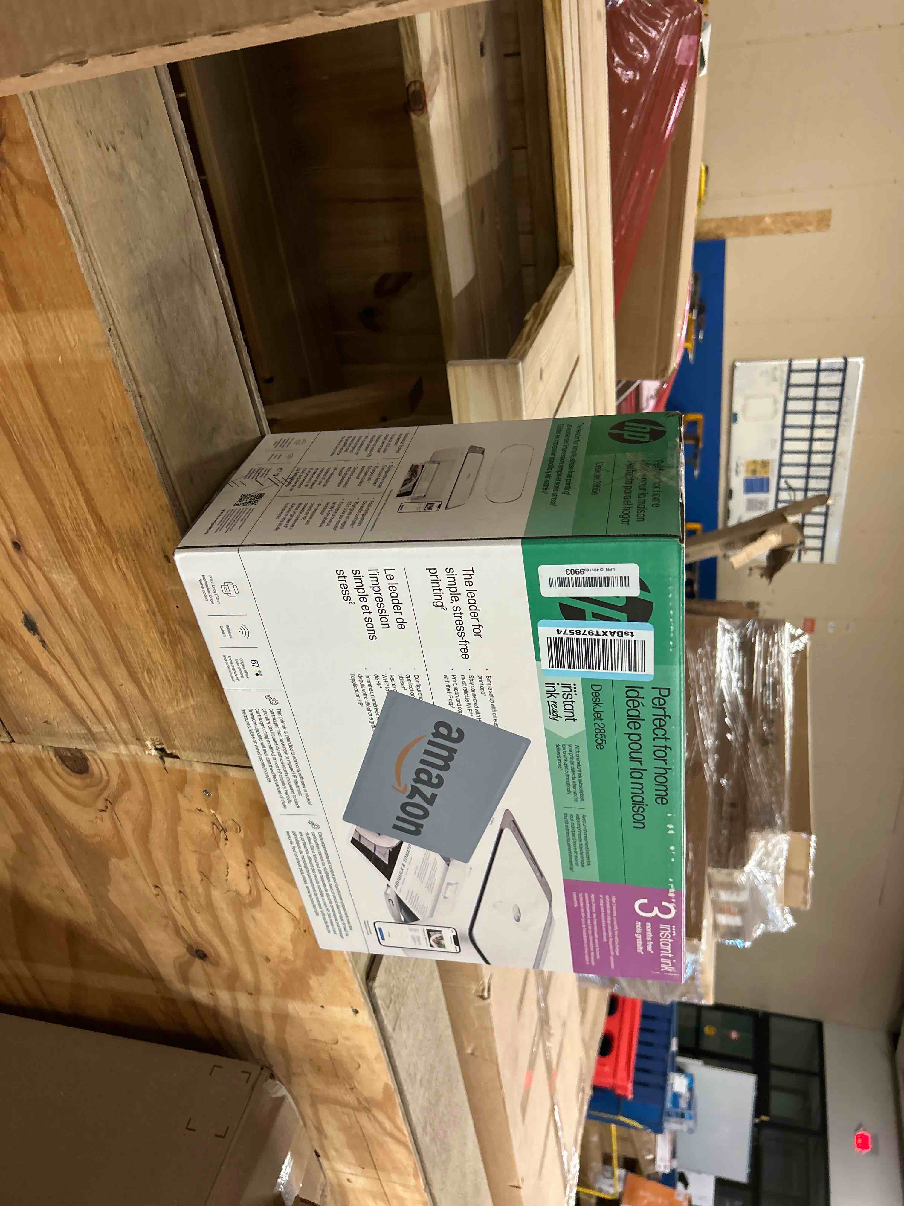 Condition photo showing New/Like New for hp deskjet 2855e wireless all-in-one color inkjet printer, scanner, copier, best-for-home, 3 month instant ink trial included. this printer is only 2.4 ghz capable. (588s5a)
