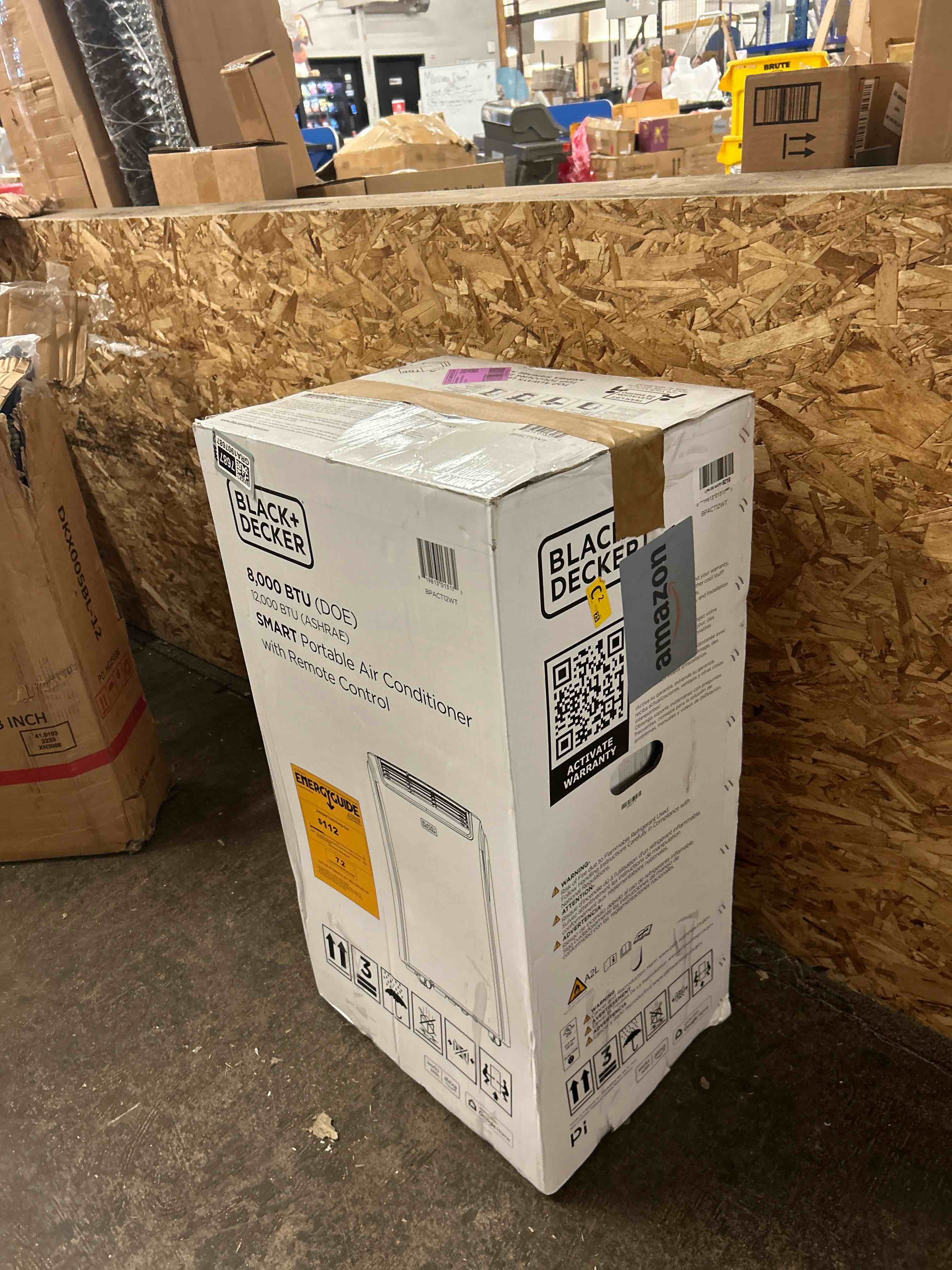 Condition photo showing New/Like New for black+decker smart portable air conditioner, 12,000 btu for rooms up to 550 sq. ft., smart portable ac with follow me remote and window kit, bpact12wt, white
