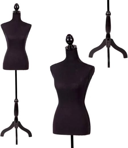 fdw manikin 60''-67'' height adjustable female dress model display torso body tripod stand clothing forms (black, 60-67 inches)
