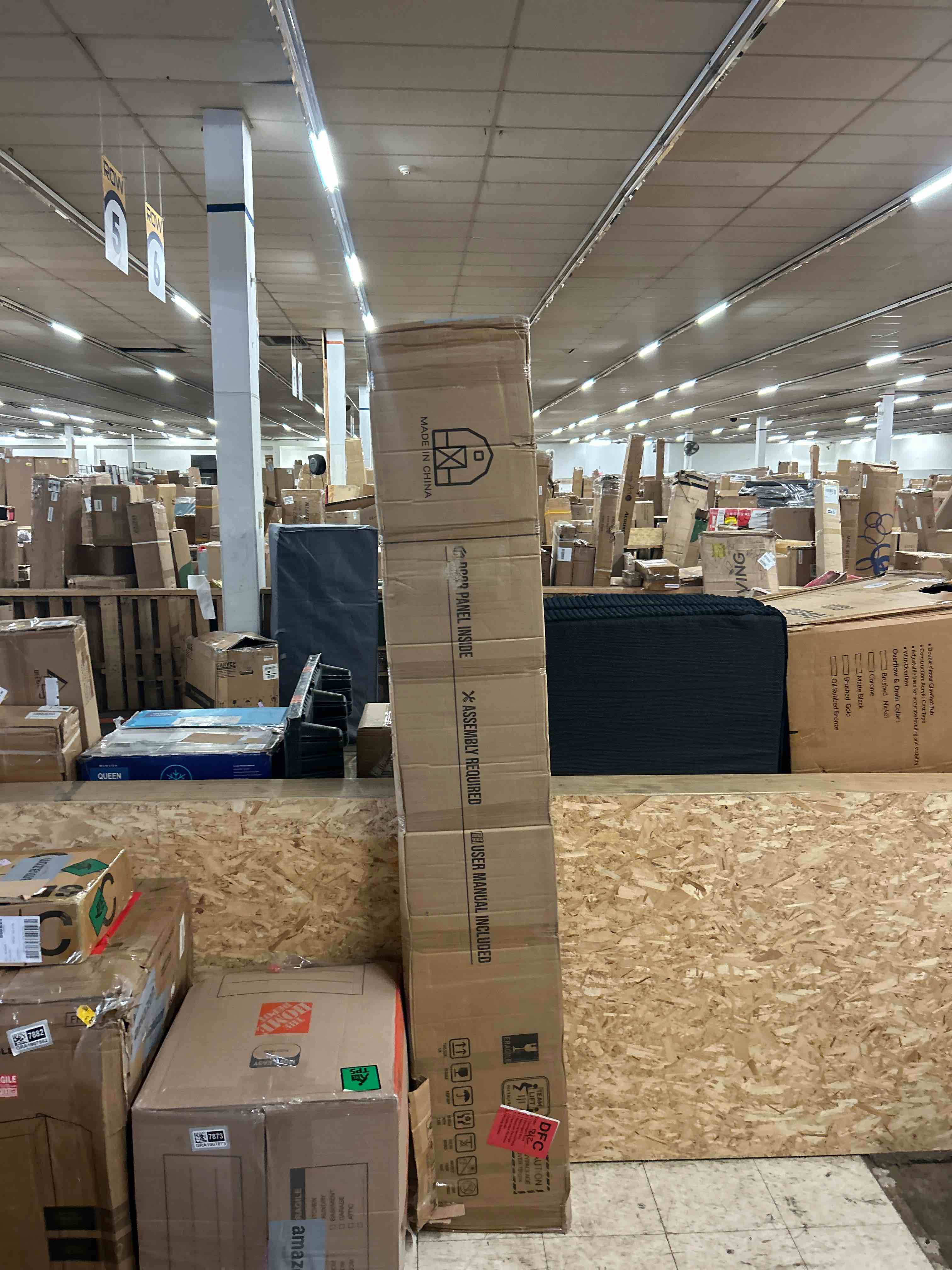 Condition photo showing New/Like New for barnsmith 48x80 sliding closet door, 5-panels preassembled frosted glass door panel with hardware kits & matching fascia, mdf covered with water-proof & anti-scratch pvc surface, white