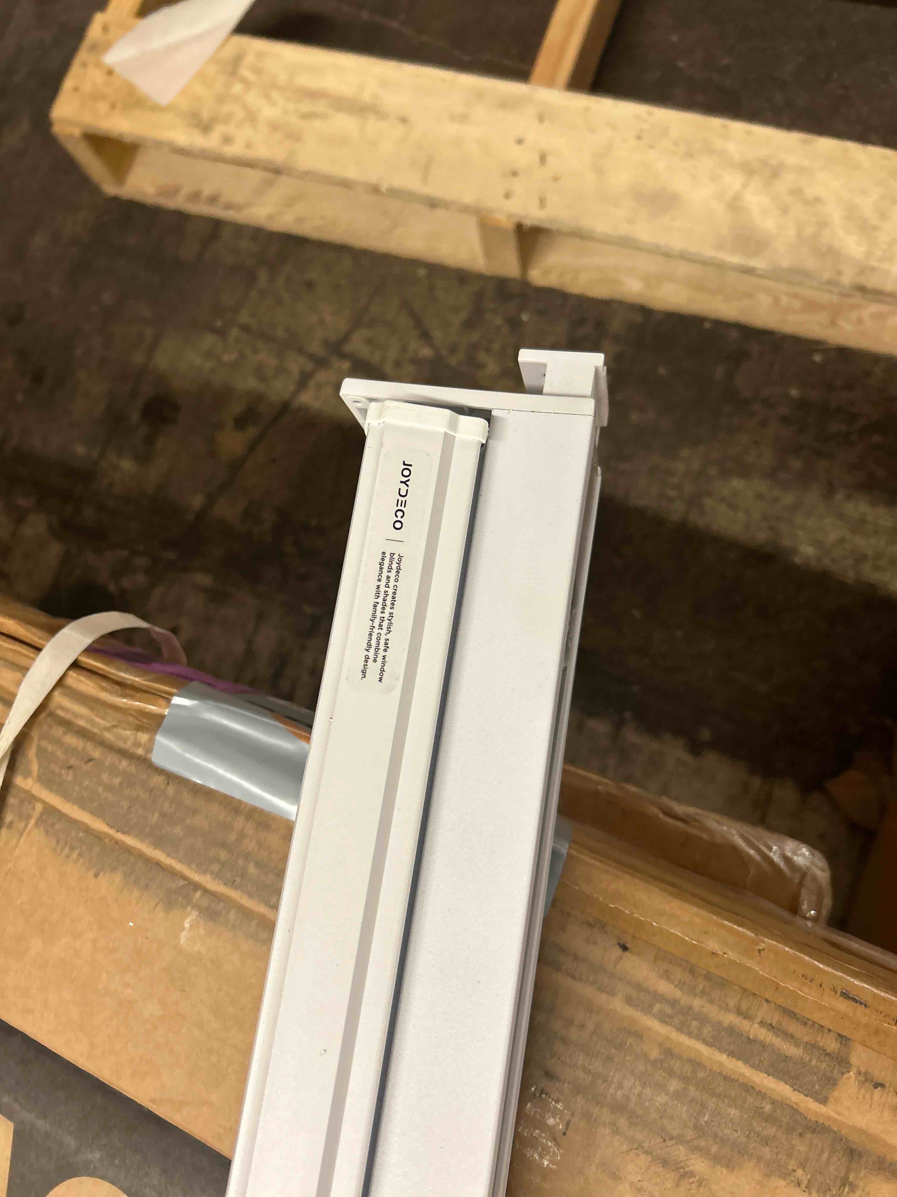 Condition photo showing New/Like New for joydeco 100% blackout roller shades cordless blinds for windows, free-stop shades, uv protection, natural woven blinds for home and office, light-proof aluminum cover (white, 70" w x 75" h)