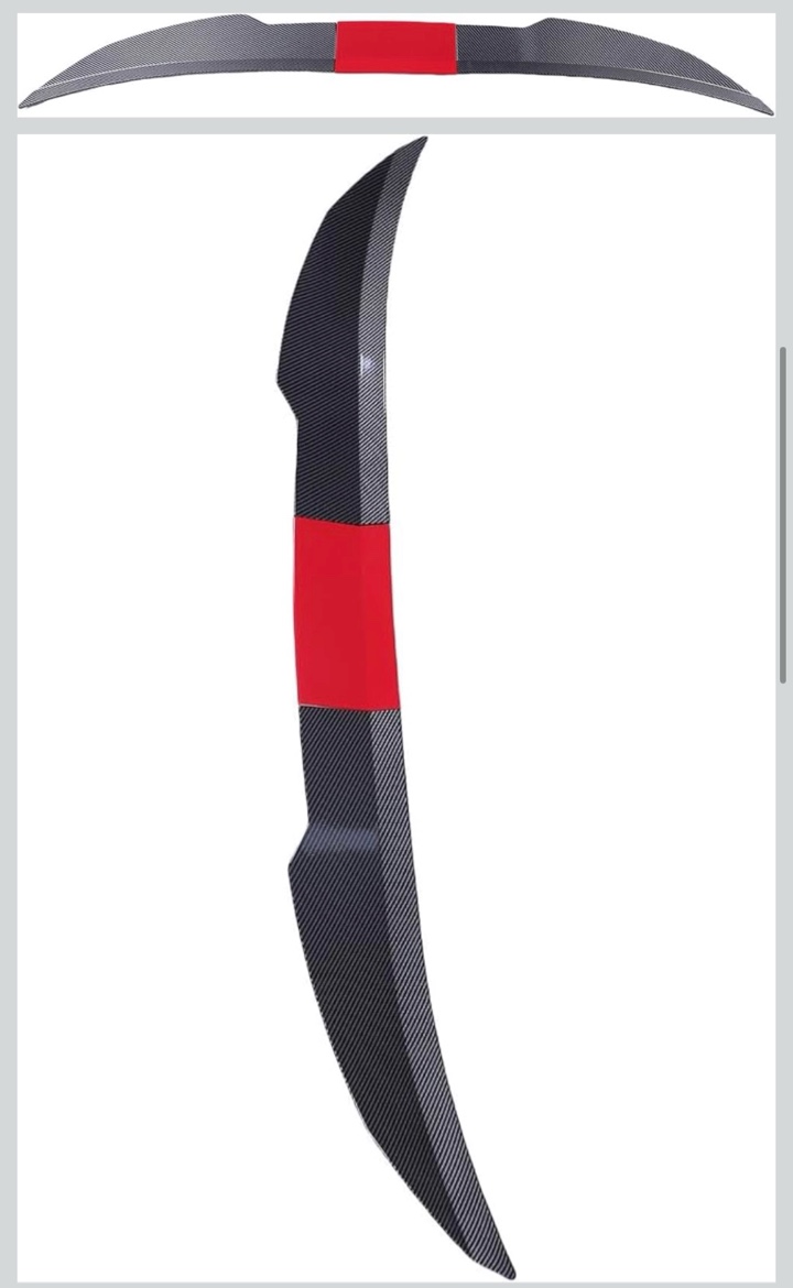 Condition photo showing New/Like New for fabater rear trunk spoiler, 46-50.4 inch adjustable abs universal rear wing, tail wing with adhesive tape included for cars trunks windows roofs (carbon fiber style+red)