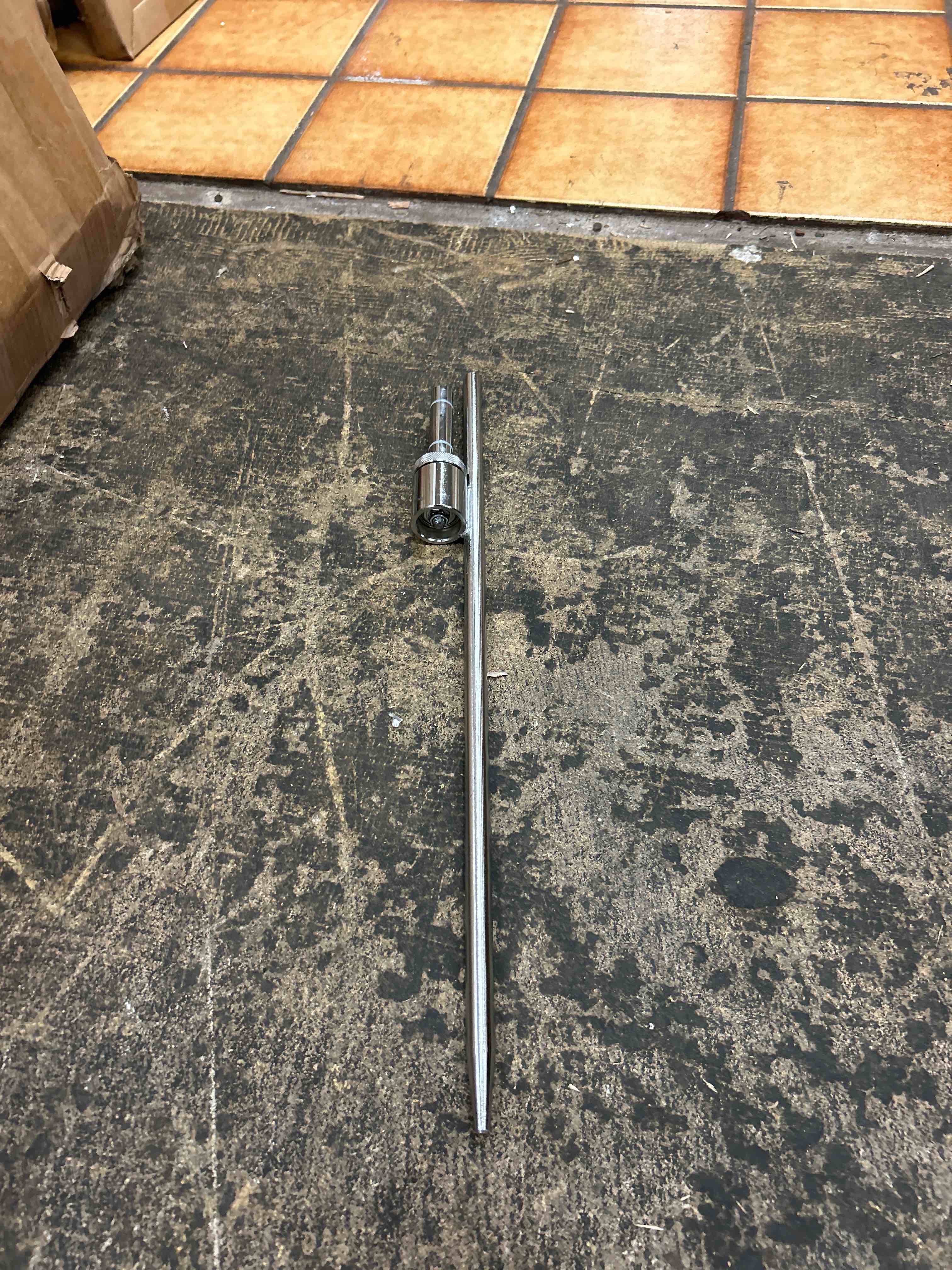 Condition photo showing New/Like New for anley 19.5-inch ground stake - stainless steel spike with sleeve bearing - fits flutter banner flag poles with a 0.65" inner diameter - feather flagpole and flag not included, stake only