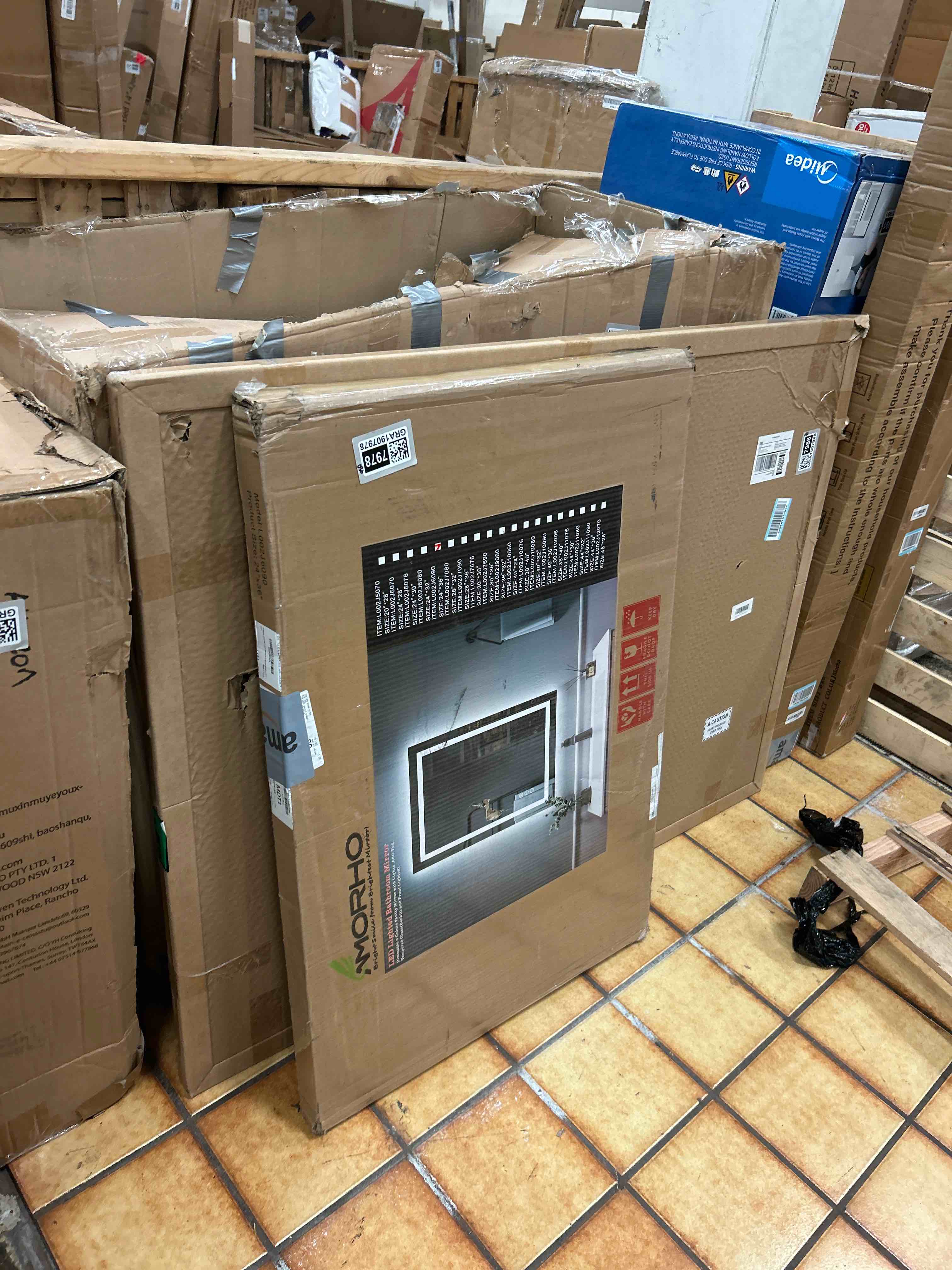 Condition photo showing New/Like New for amorho led bathroom mirror 24"x 36" with front and backlight, stepless dimmable wall mirrors with anti-fog, shatter-proof, memory, 3 colors, double led vanity mirror(horizontal/vertical)
