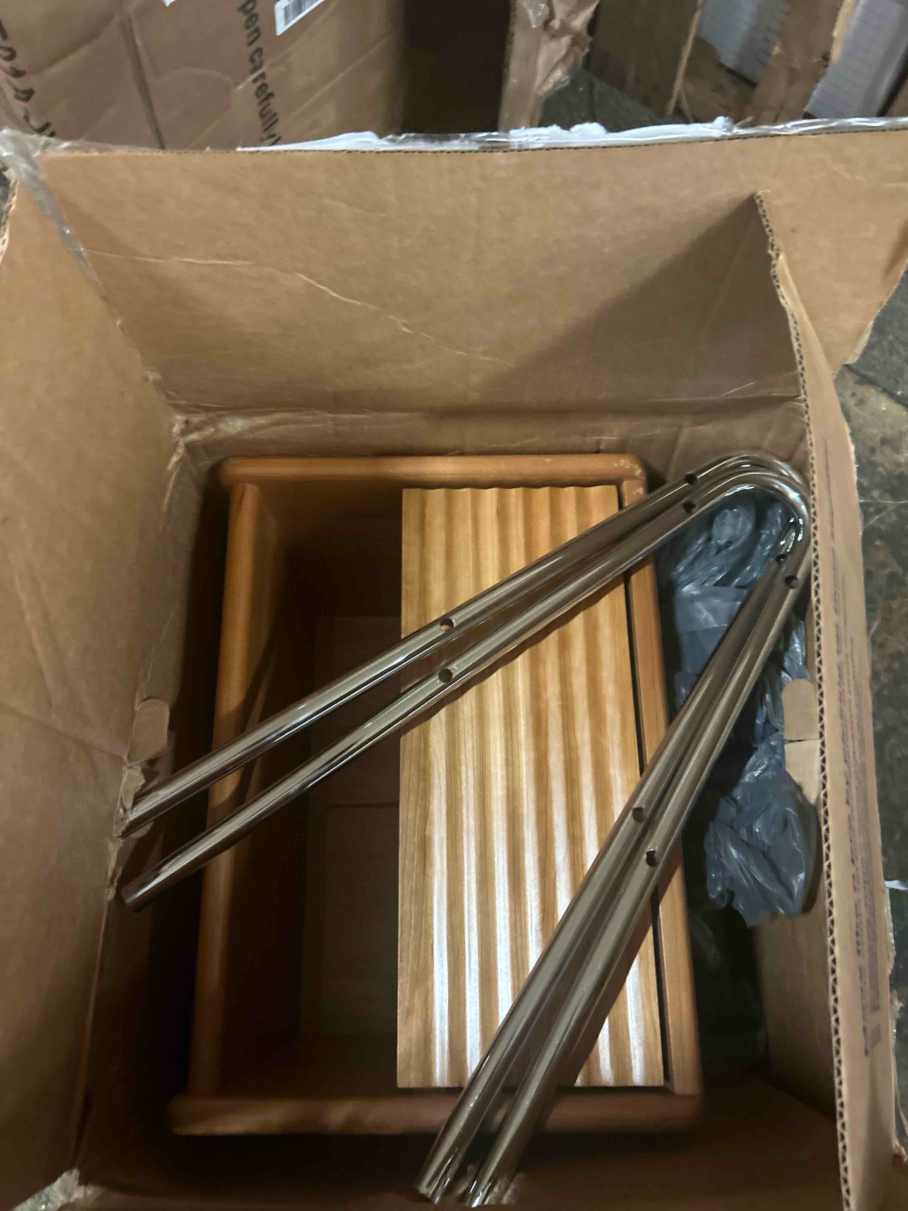 Condition photo showing New/Like New for 100% solid cherry wood nightstand, mid century side tables with drawer & storage, fluted night stand with adjustable metal legs, wood end table for bedroom, living room(brown, 22.04" h)