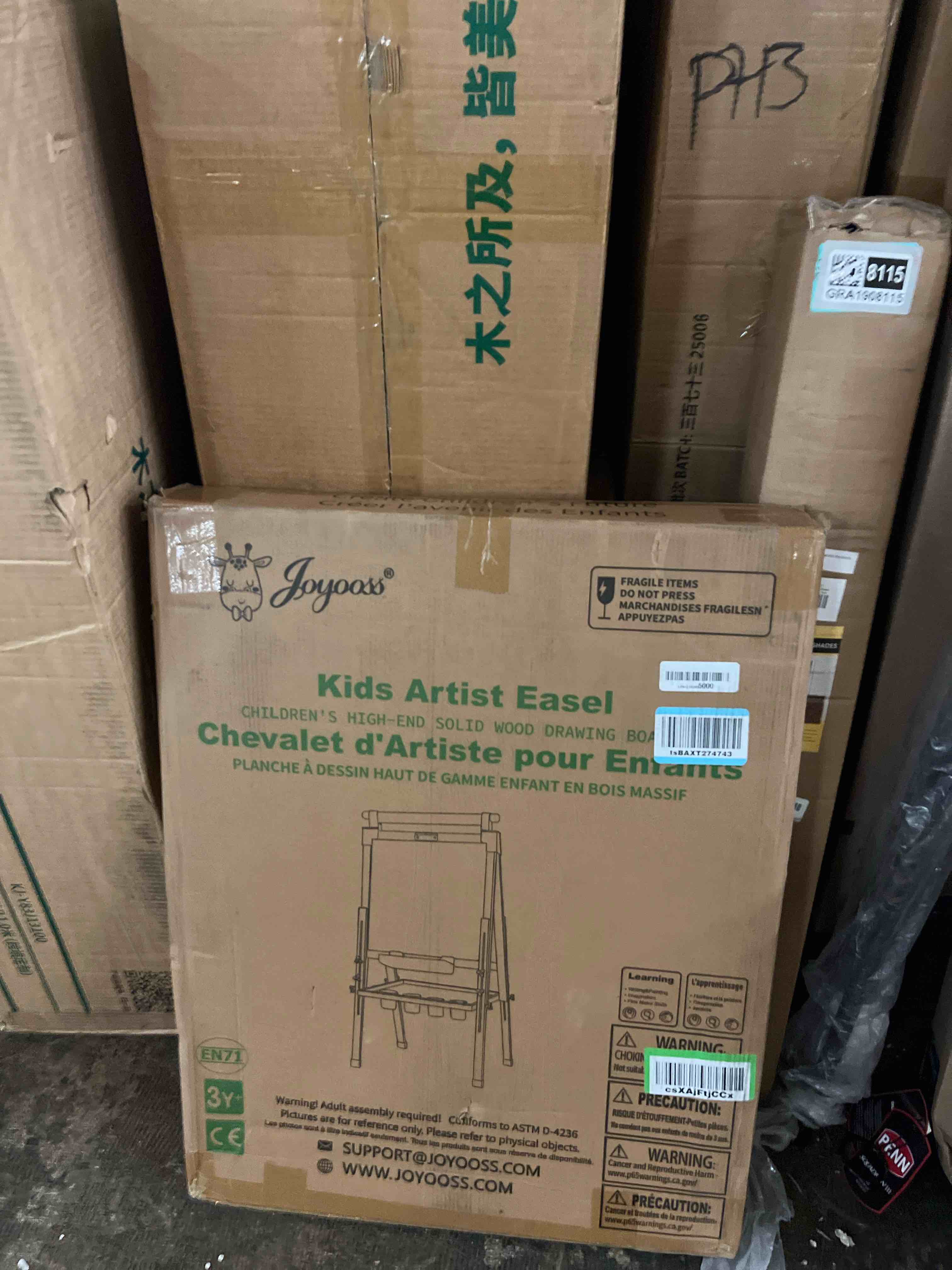 Condition photo showing New/Like New for joyooss art easel for kids with double-sided magnetic, wooden standing kids easel with dry erase whiteboard & chalkboard, height adjustable children easel with paper roll, bonus toddler art supplies | wooden kids easels with dry erase double-sided magnetic whiteboard & chalkboard adjustable toddler art supplies