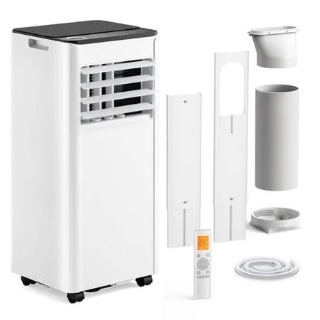 Condition photo showing New/Like New for zafro 8,000 btu portable air conditioners, portable ac unit with remote for room up to 200 sq.ft, 3-in-1 air conditioner with digital display/24hrs timer/installation kit for home/office/dorms, white&silver