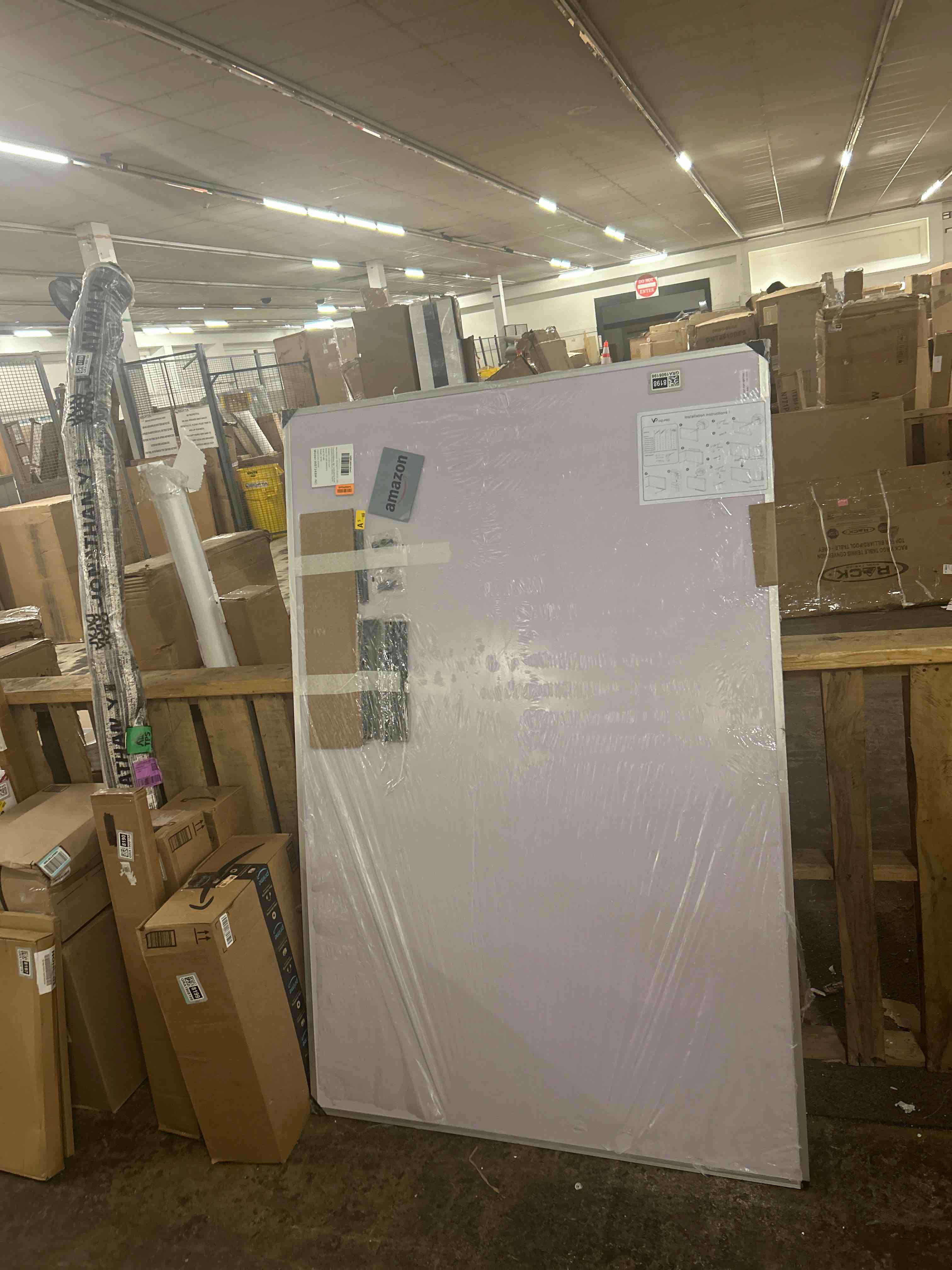 Condition photo showing New/Like New for viz-pro large dry erase board/wall mounted whiteboard, 72 x 48 inches | 6' x 4', aluminum frame, with marker tray, for school office and home