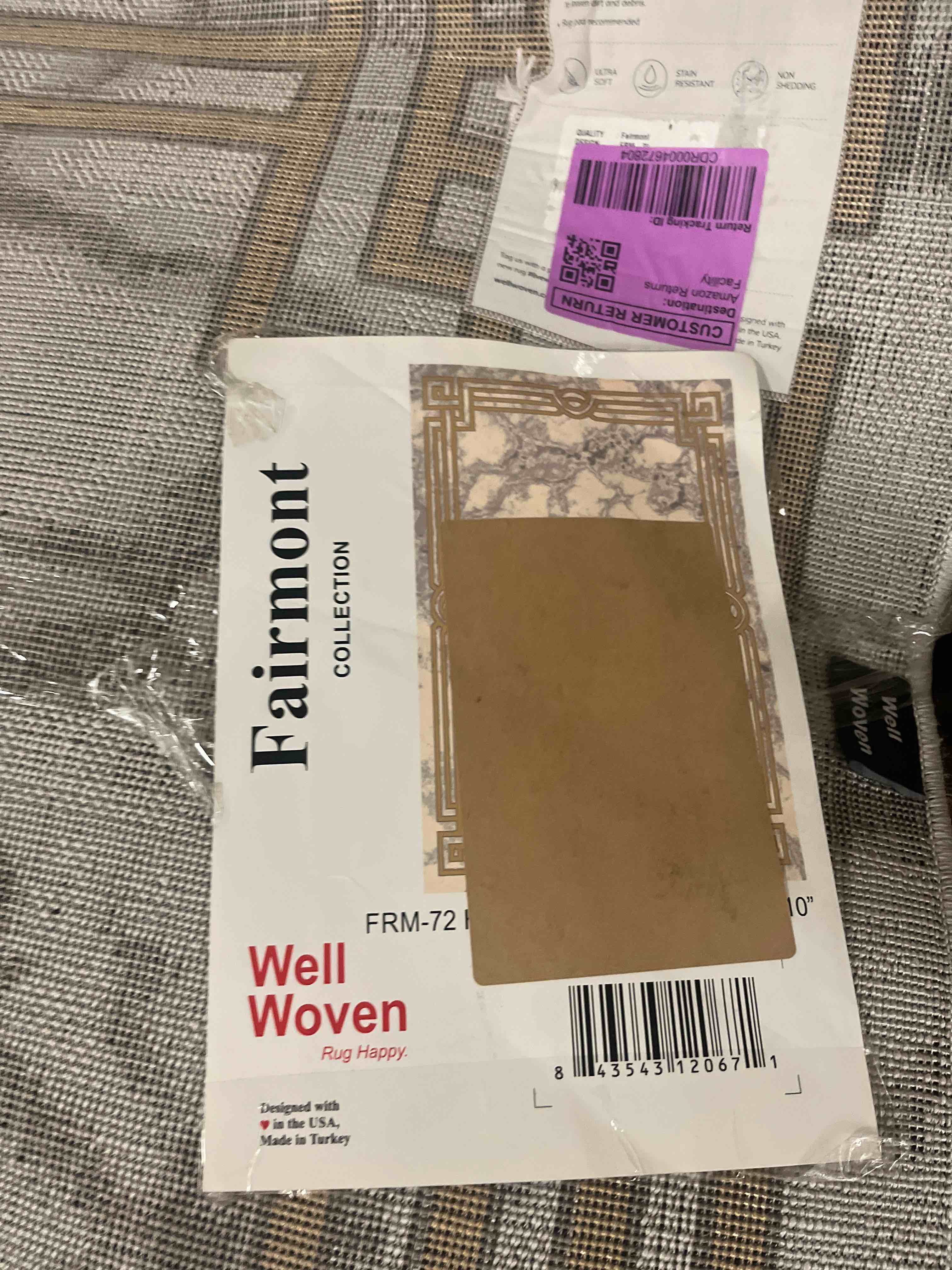 Condition photo showing New/Like New for well woven fairmont huntington modern marble ivory 7' 10'' x 9' 10'' glam area rug