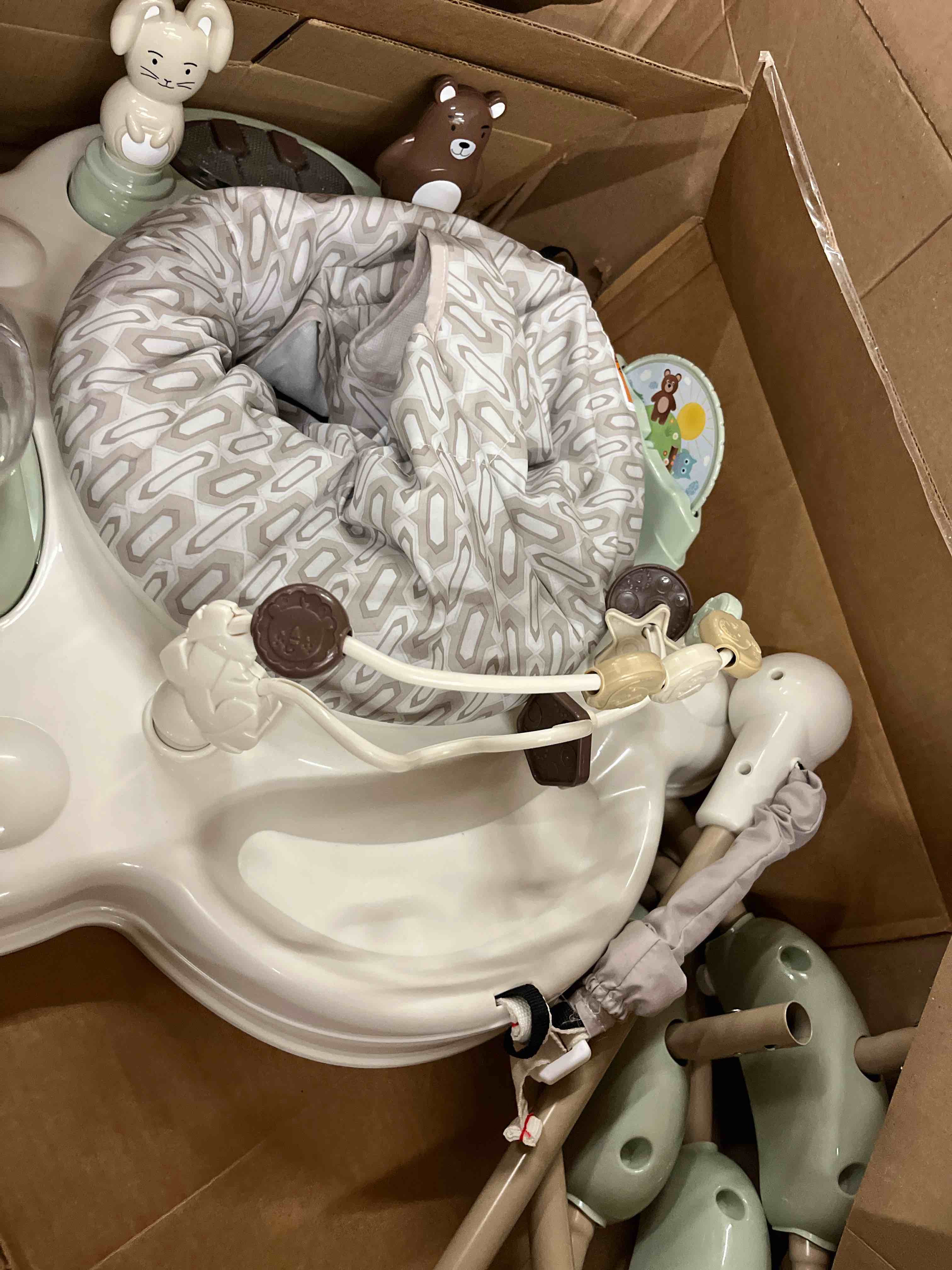 Condition photo showing New/Like New for safety 1st bob-and-twist baby activity center, 3-in-1 play center, bouncer, and baby jumper, dunes edge, folding