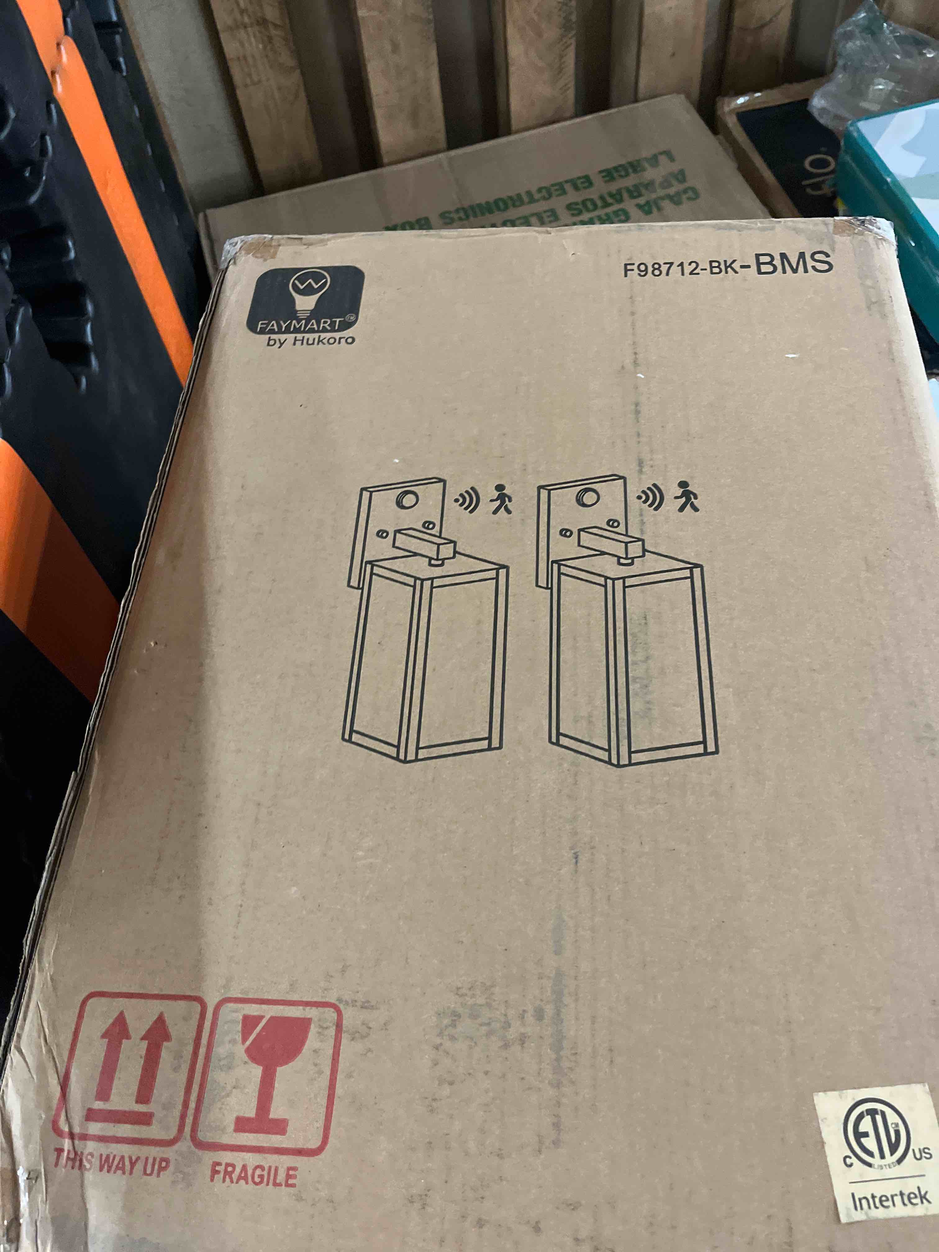 Condition photo showing New/Like New for 2 pack large outdoor wall sconce, 18 inch black wall lantern large size porch light for house outside wall light fixture for garage, patio light with with glass shade, e26 socket