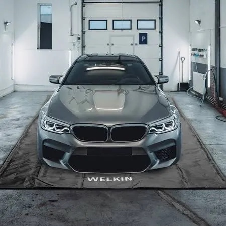 welkin containment mat,(7'9" x 18'),non-slip garage floor mat - heavy duty waterproof protection from snow, rain and mud for cars