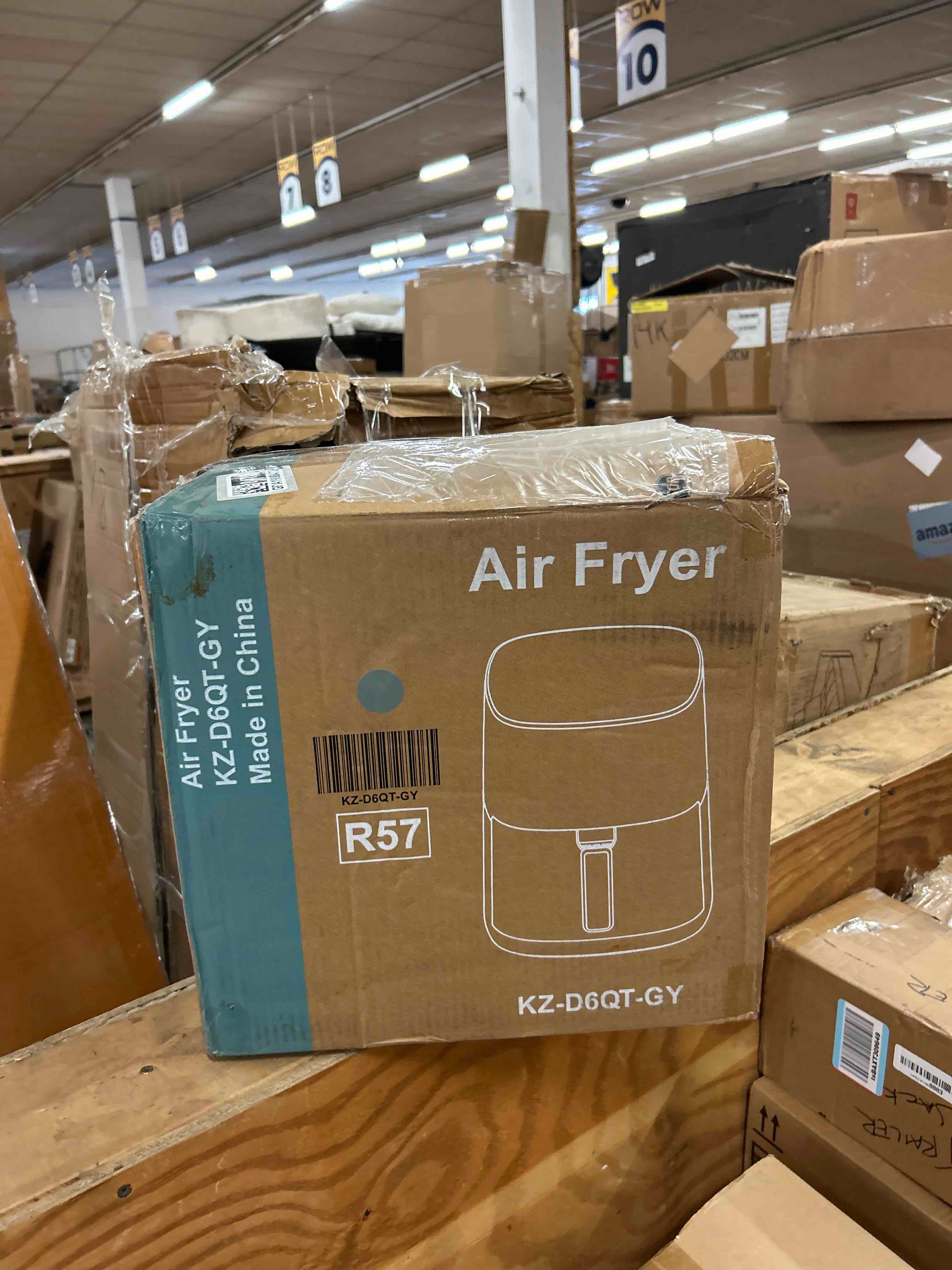 Condition photo showing New/Like New for ipower air fryer - 6.34 qt digital airfryer with 12 presets functions and visible window, nonstick and dishwasher-safe basket, 1700 watts, gray