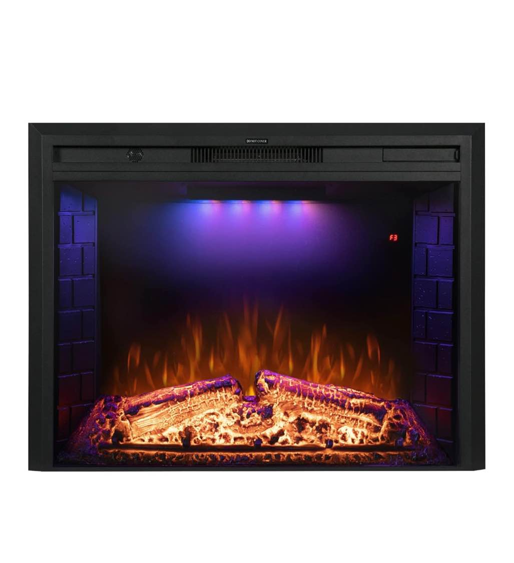Benrocks 36'' Electric Fireplace Inserts, Recessed & Built in Wall Electric Fireplace Heater with Fire Crackling Sound, Adjustable Top Light & Flame Speed, Overheating Protection, 750/1500W Black