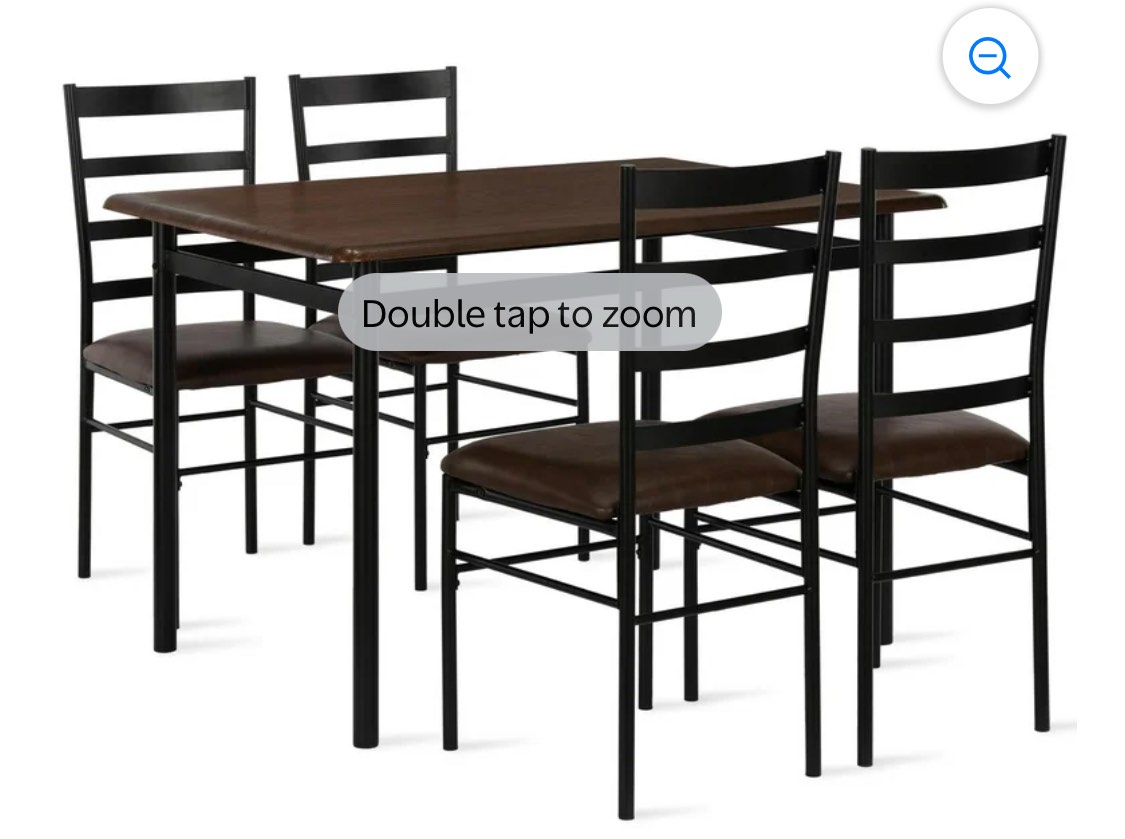 Mainstays 5-Piece Wood & Metal Dining Room Set, Seats 4, Canyon Walnut & Black