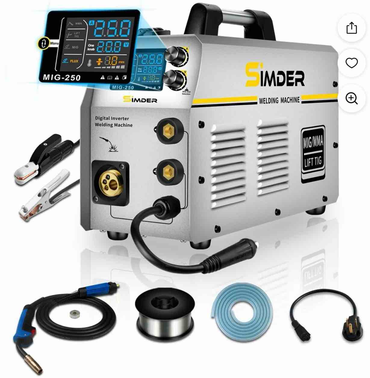 SSIMDER MIG Welder 4 in 1 MIG/MAG/Lift TIG/Stick Welder 110/220V Dual Voltage Welding Machine with Flux core wire Multi Process ( Slightly Used)