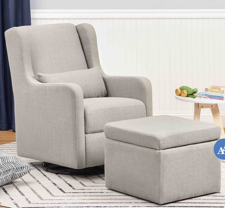 Adrian Swivel Glider with Storage Ottoman