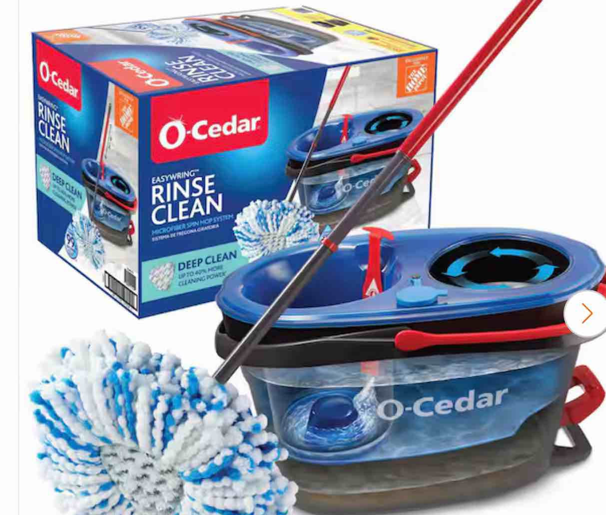 RinseClean Deep Clean Microfiber Spin Mop, Clean with Clean Water ( Incomplete missing mop and it's cracked from top shown in pictures)