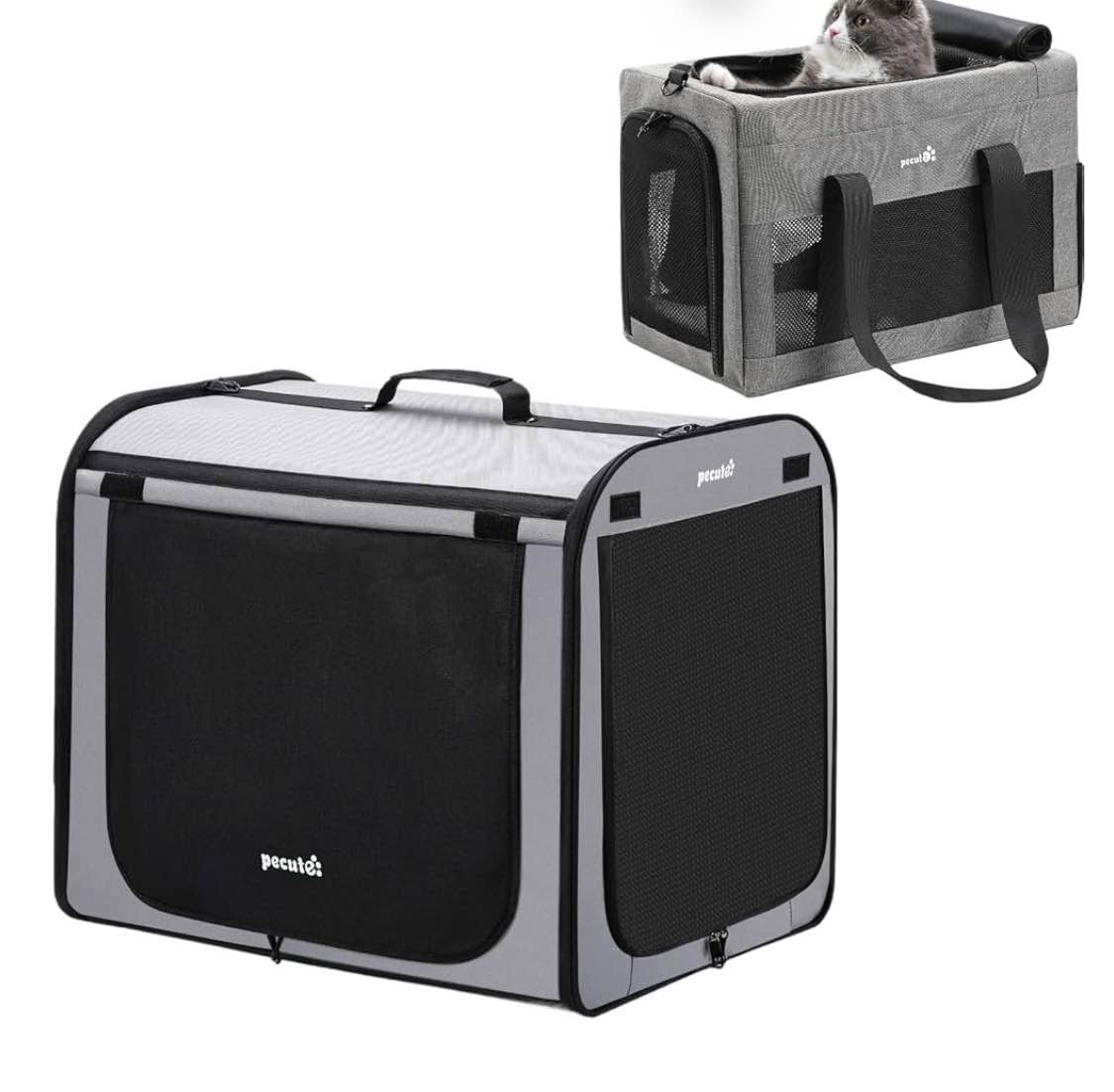 pecute dog car carrier light weight, dog carrier for car and pecute cat carrier, pet carrier airline approved, portable dog carrier with stable structure, breathable mesh fabric bag for pets