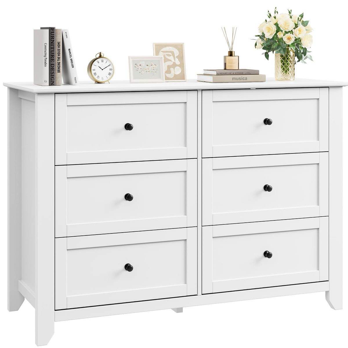 IDEALHOUSE White 6 Drawer Dresser